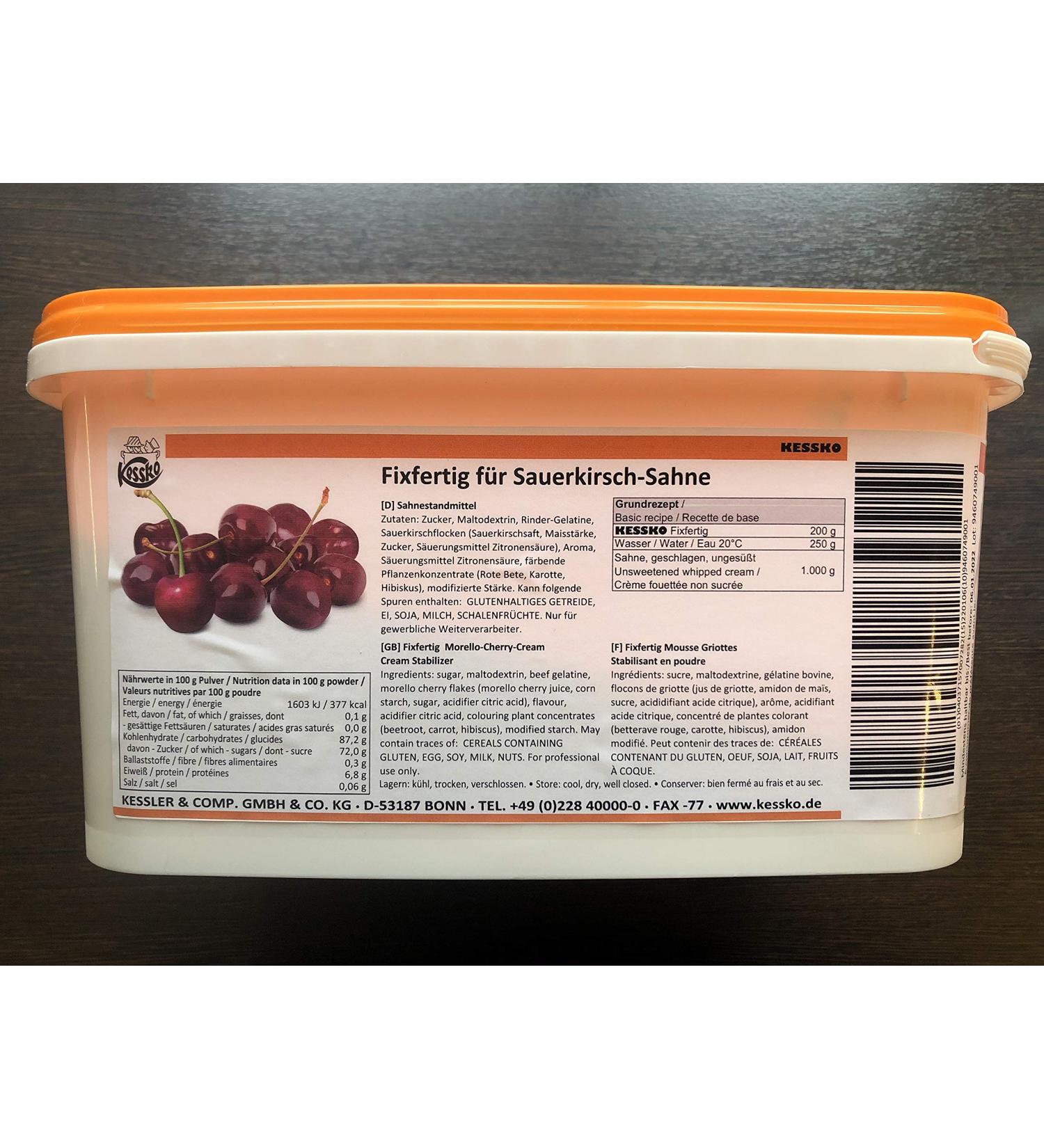 Sour cherry Kessko cream stock 900 g cream stand cream stiffener cream 0.9 kg (sour cherry)