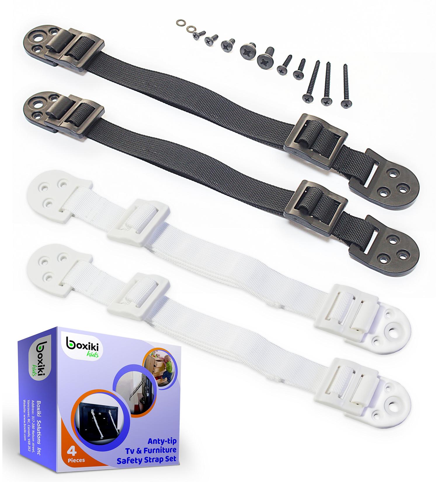 Anti-Tip Tv and Furniture Anchor Strap (2 Pairs) by Boxiki Kids. Black & White Child and Home Safety Strap. Furniture and Tv Drop Prevention Accessory for Child Proofing Your Home. 2 Pairs - Black and White - Buy Online on GoSupps.com