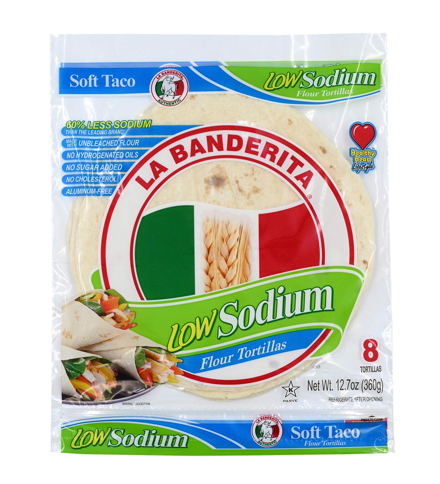 La Banderita Low Sodium Flour Tortillas - 8 Count 12.7oz (4 Pack Case) - Buy Online on GoSupps.com