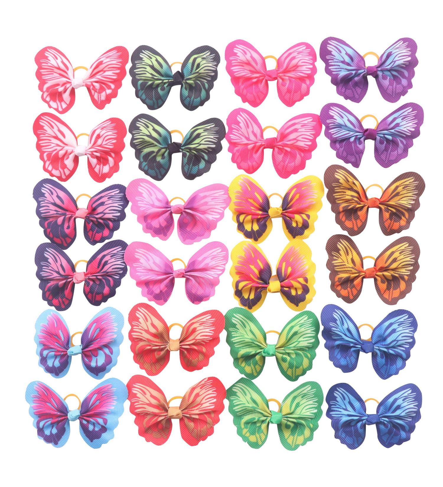YAKA 24pcs Dog Hair Bows with Rubber Bands | 2.5inch Butterfly Topknot Bows | Pet Grooming Accessories in 12 Colors - Buy Online on GoSupps.com