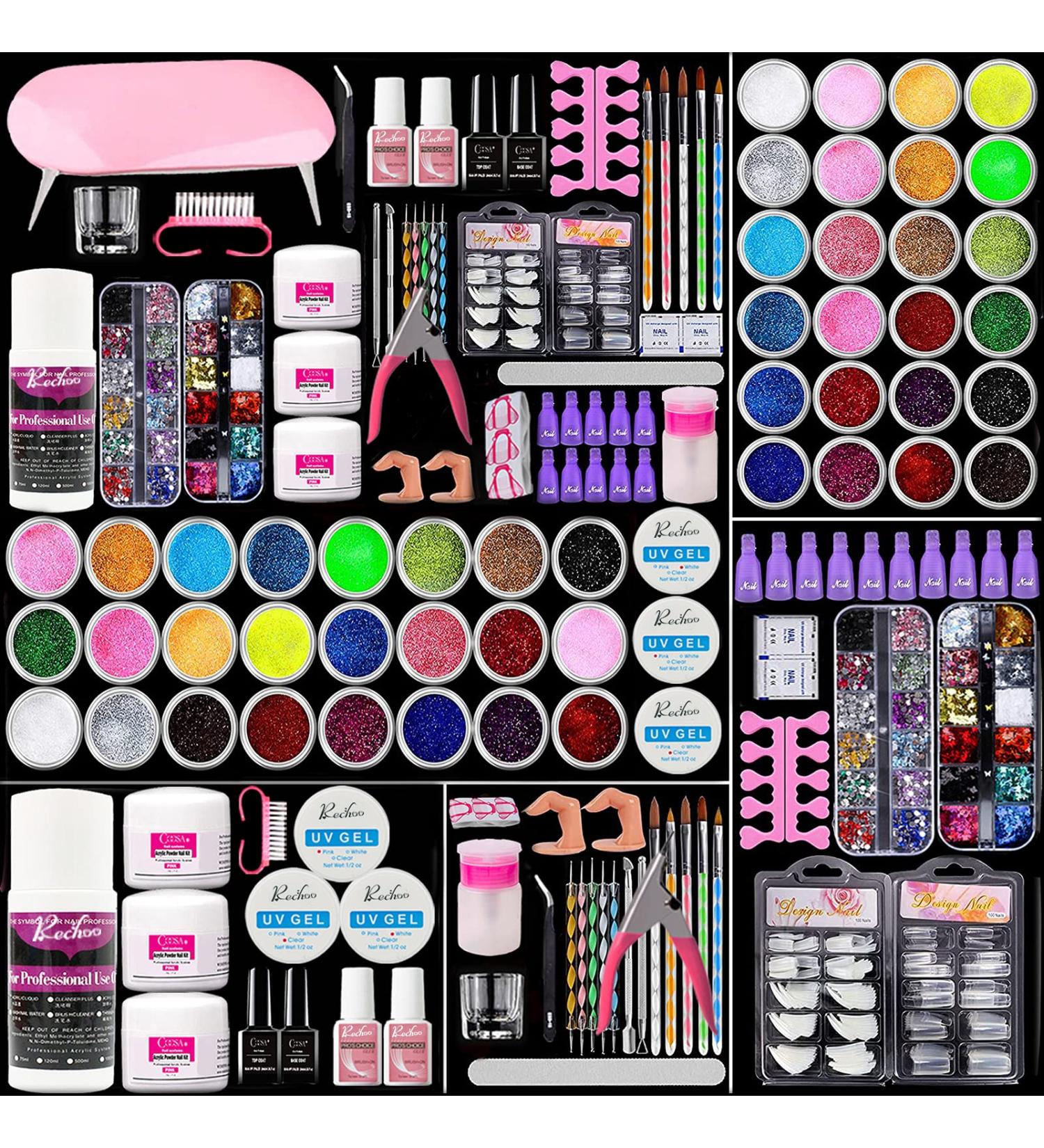 COOSA Acrylic Nail Kit Set - Professional DIY Gel Nail Art Decoration with Nail Dryer - Buy Online on GoSupps.com