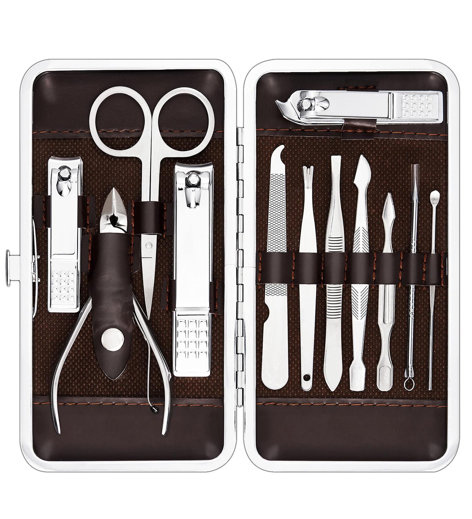 Cater Manicure Nail Clippers Set - Professional 12Pcs Grooming Kit with Luxurious Travel Case - Buy Online on GoSupps.com