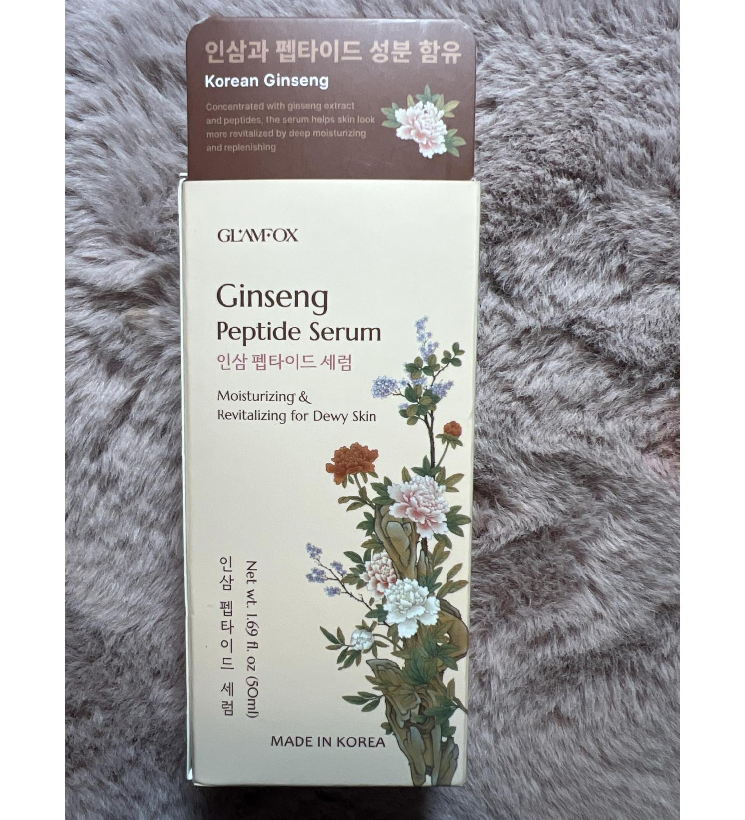 GLAMrOX Ginseng Peptide Serum Moisturizing & Revitalizing for Dewy Skin 1.69 fl oz (50ml)