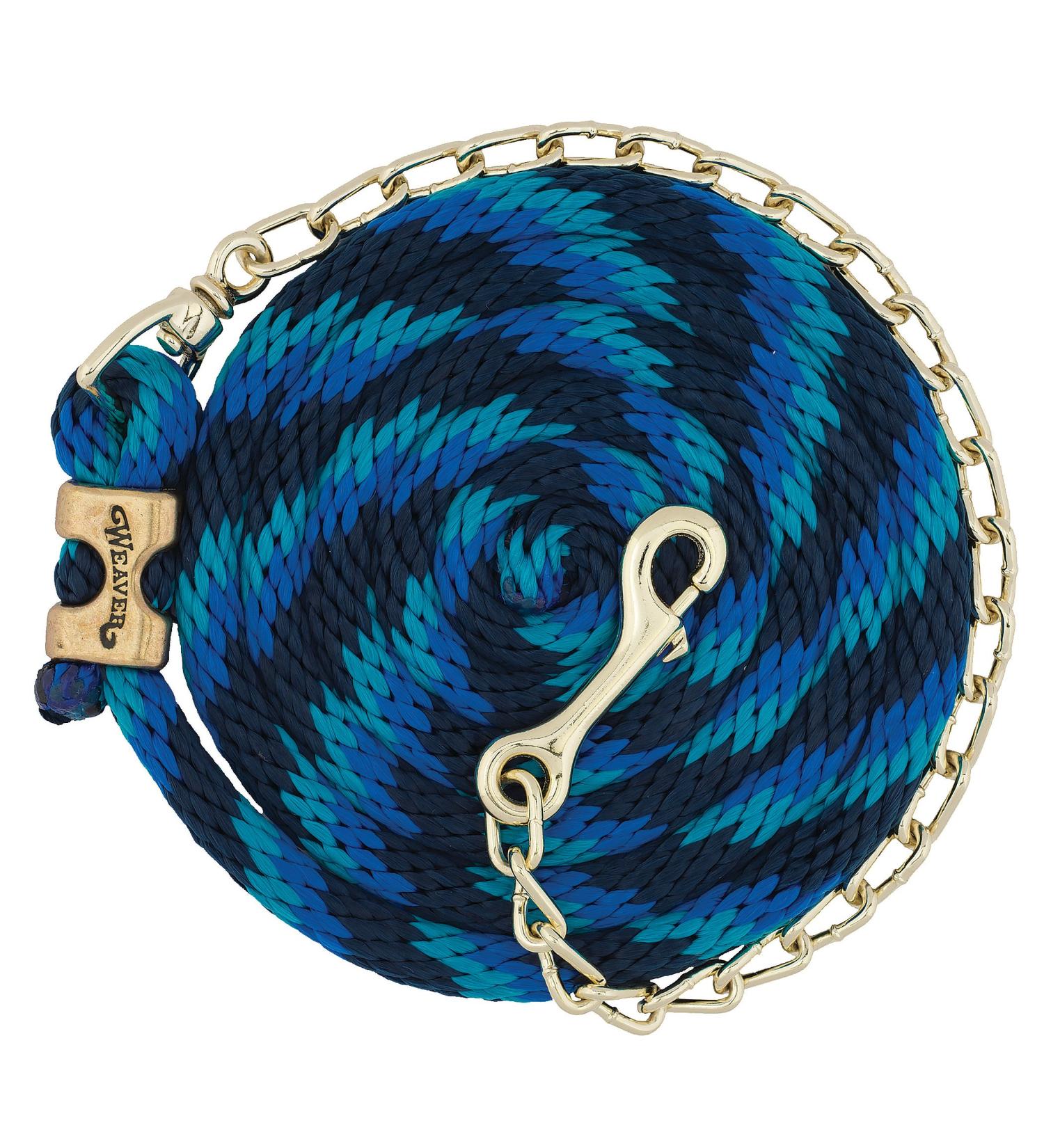 Weaver Leather Poly Lead Rope with Brass Plated Swivel Chain, Navy/Blue/Turquoise, 5/8" X8'6"