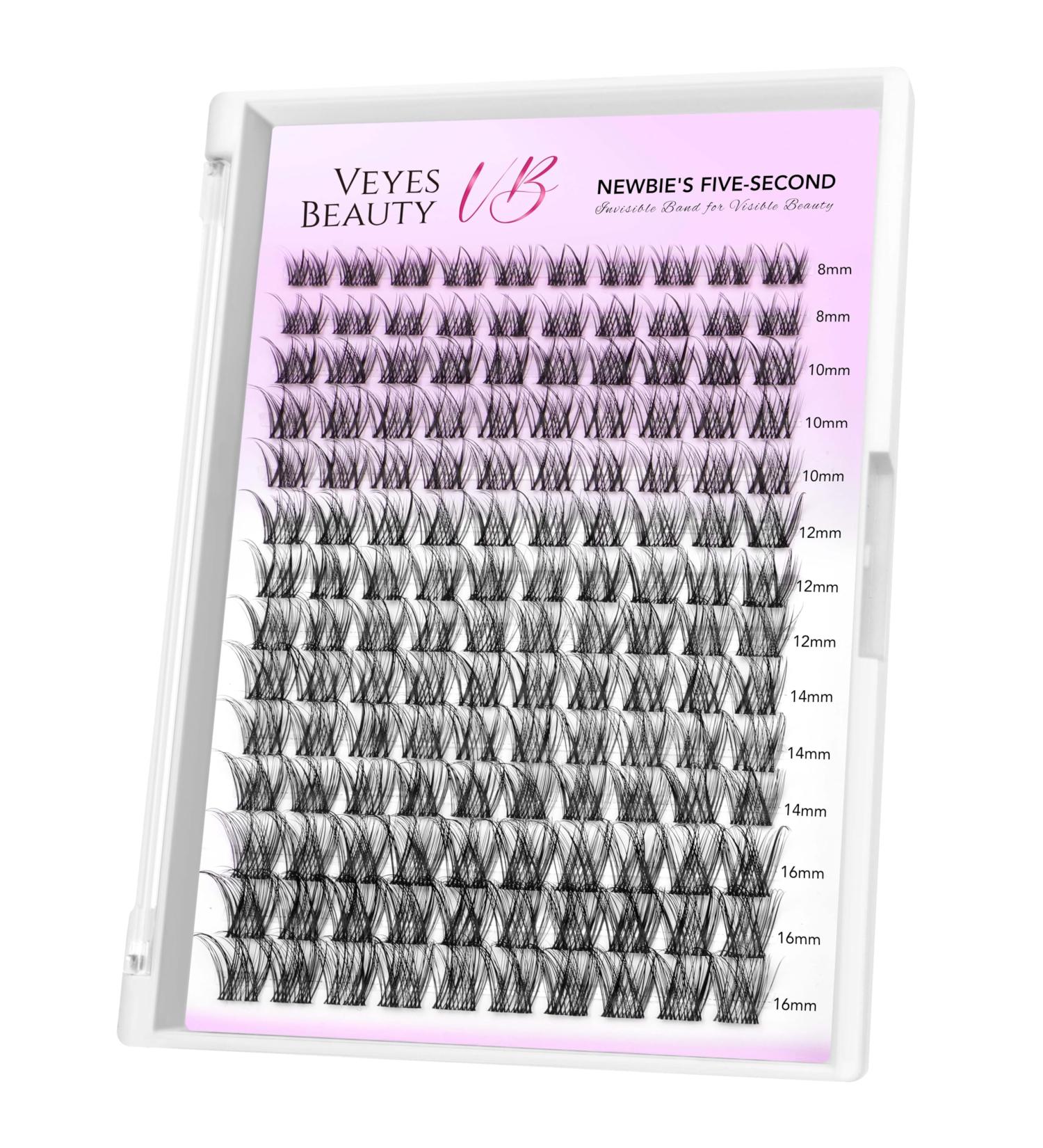 VEYESBEAUTY Lash Clusters - Individual Eyelash Extensions | Thin & Invisible Band | DIY False Lashes for Newbies | Wispy Lash Tray 8-16mm Mixed Length - Buy Online on GoSupps.com