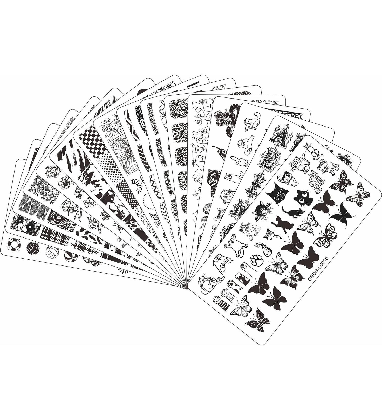 VNC 21 Pcs Nail Stamp Plates Set with Stamper, Scraper & Storage Bag - Nail Art Stamping Plate Set with Leaves, Flowers, & Animals Designs - Buy Online on GoSupps.com