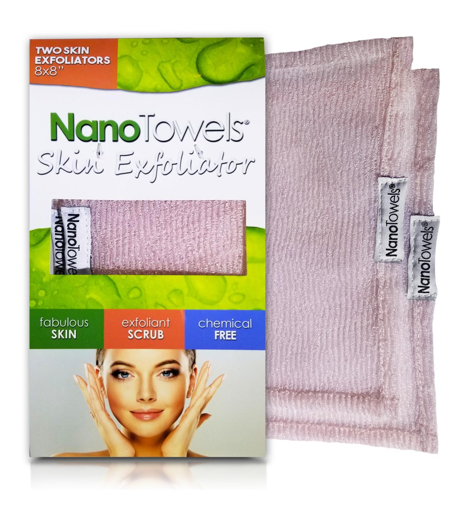 Nano Towels Skin Exfoliating Cleanser - Personal Microdermabrasion Face Wash & Body Scrub Cloth - Chemical-Free Dead Skin Remover - Korean Skin Care Secret - 2 Exfoliators 8x8 Inch (2 Pack) - Buy Online on GoSupps.com