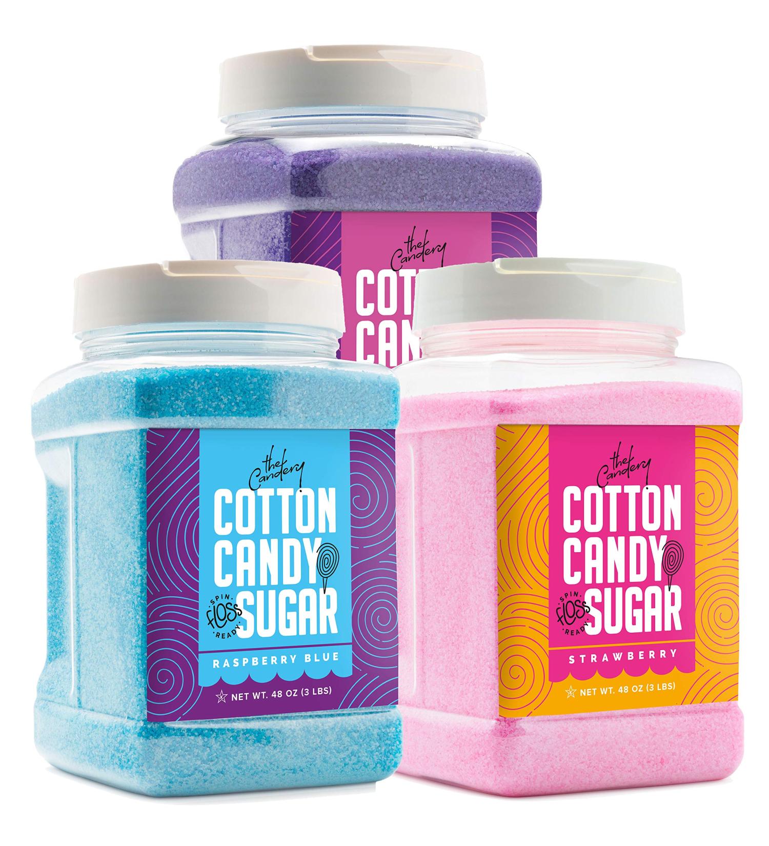 Candery Cotton Candy Sugar Floss 3lbs 3 Pack - Premium Grape, Raspberry, Strawberry Flavors - Buy Online on GoSupps.com