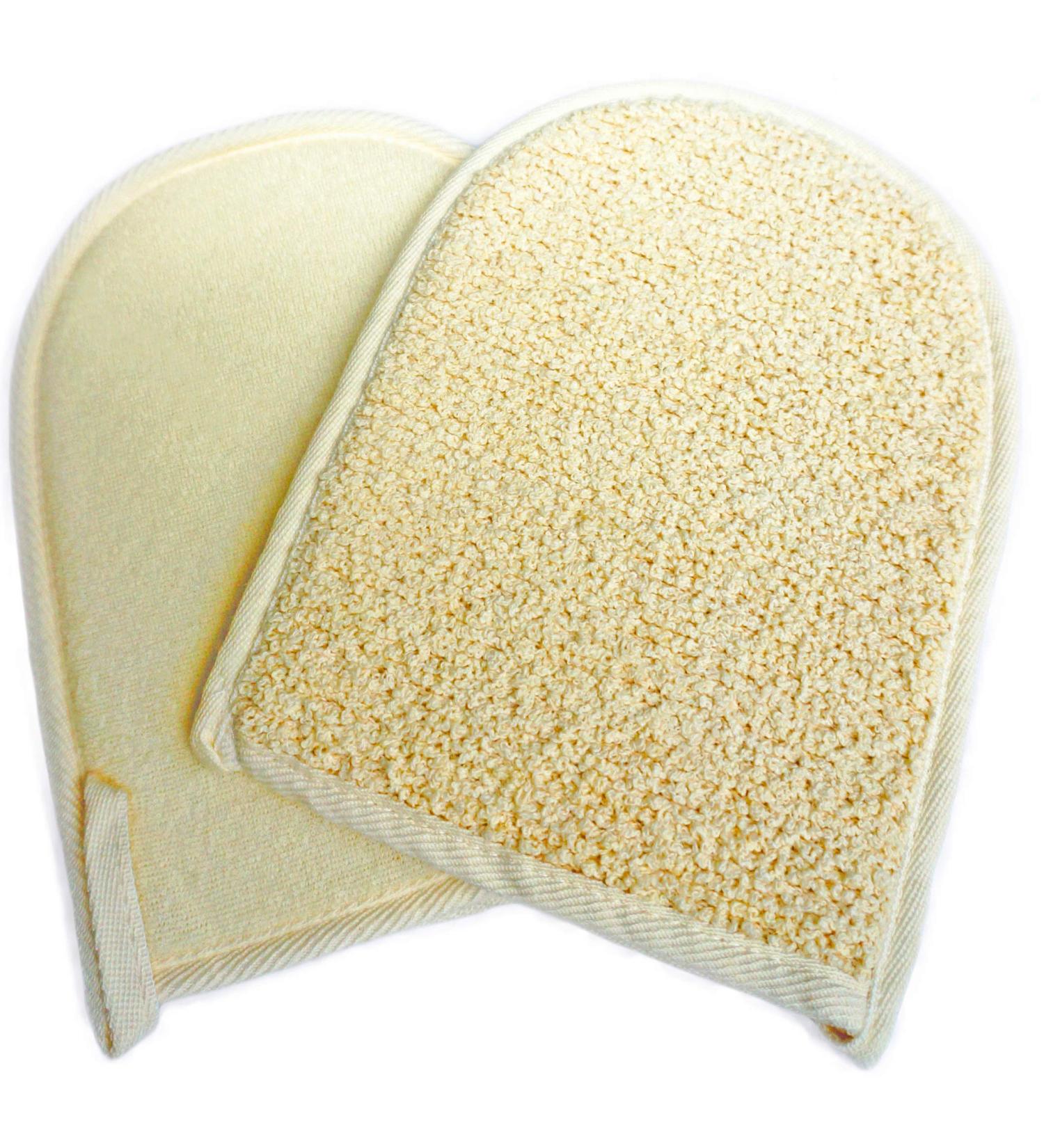 2 Pack Soft Terry Cloth Exfoliating Sisal Shower Scrubber Mitts - Skin Care Bath Spa Gloves for Anti-aging Results - Buy Online on GoSupps.com
