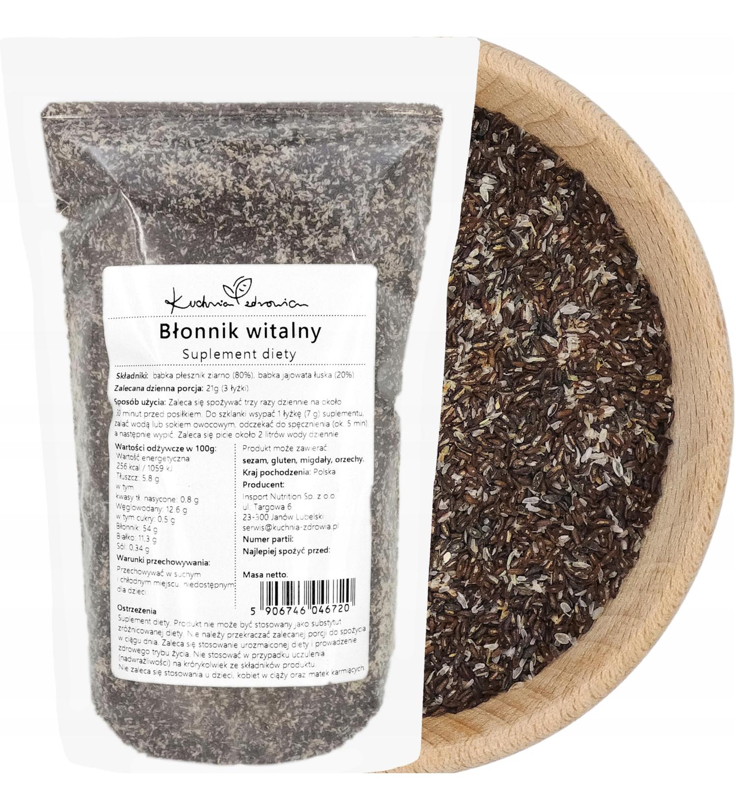  Kuchnia Zdrowia Psyllium seed shells - No additives - High fiber content - Leak-proof zip-lock packaging - Doypack: (500 grams) - Buy Online on GoSupps.com