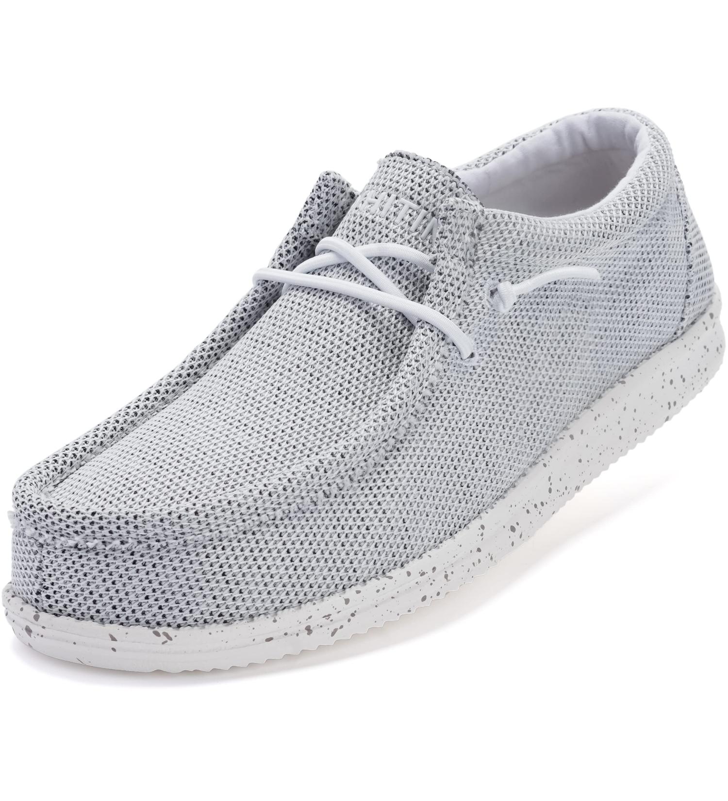 WHITIN Men's Slip On Loafers with Foam-Cushioned Footbed - Moc Toe Inspired Knit_ Grey White - Buy Online on GoSupps.com