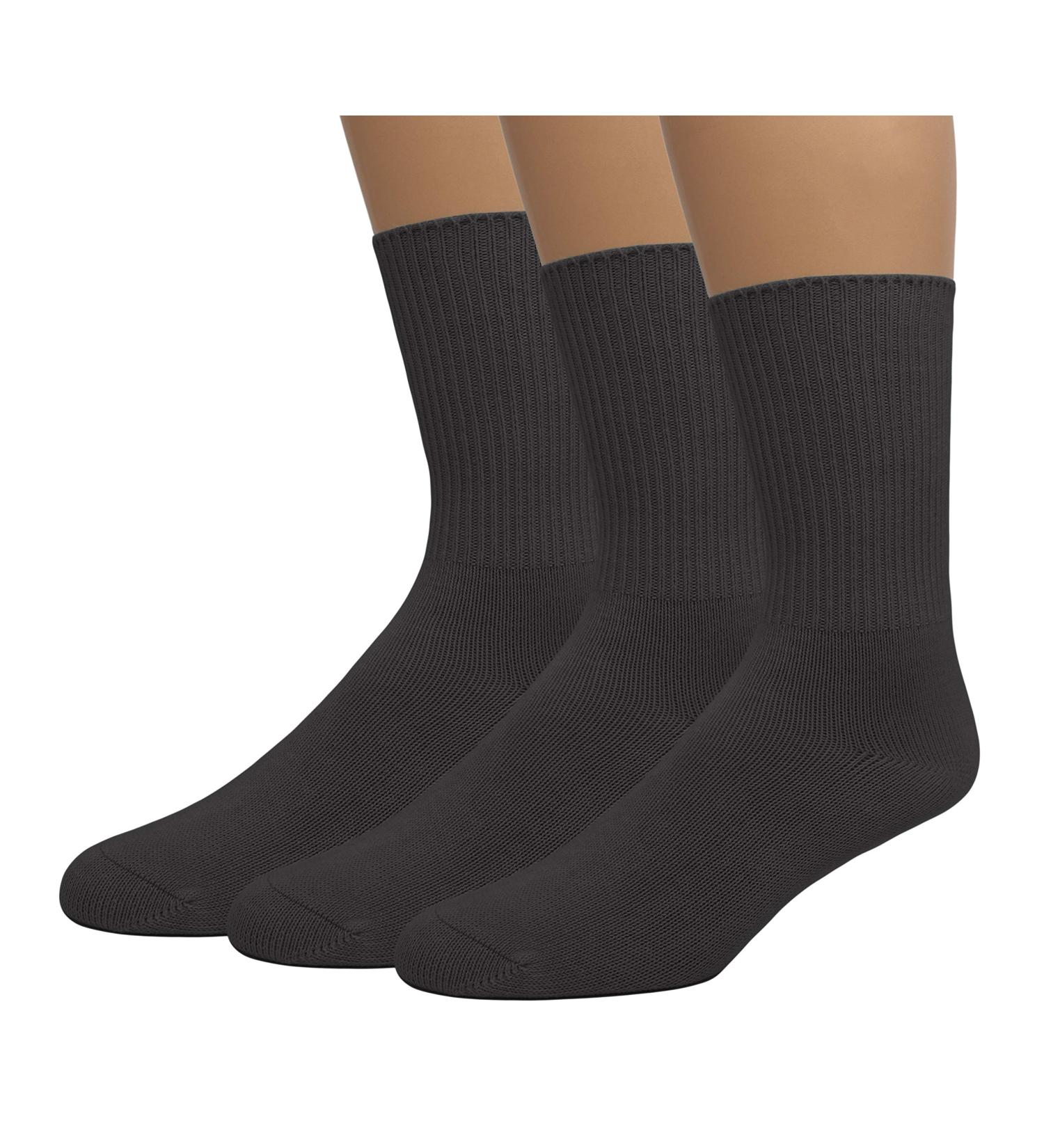 Grandeur Hosiery Men's Diabetic Cotton Crew Socks | Non-Binding Loose Top | Seamless Toe | 3-Pair Pack | Available in Big and Tall Sizes | Black 9-11 - Buy Online on GoSupps.com