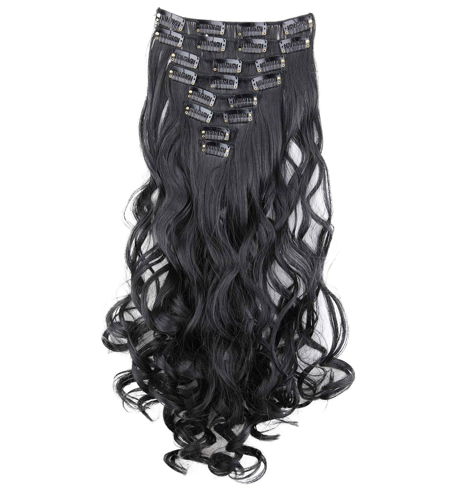 CAISHA XL 18" 7 Pieces Set CLIP IN EXTENSIONS Hairpiece Wavy Black CE1-1 black #1 CE1-1 - Buy Online on GoSupps.com