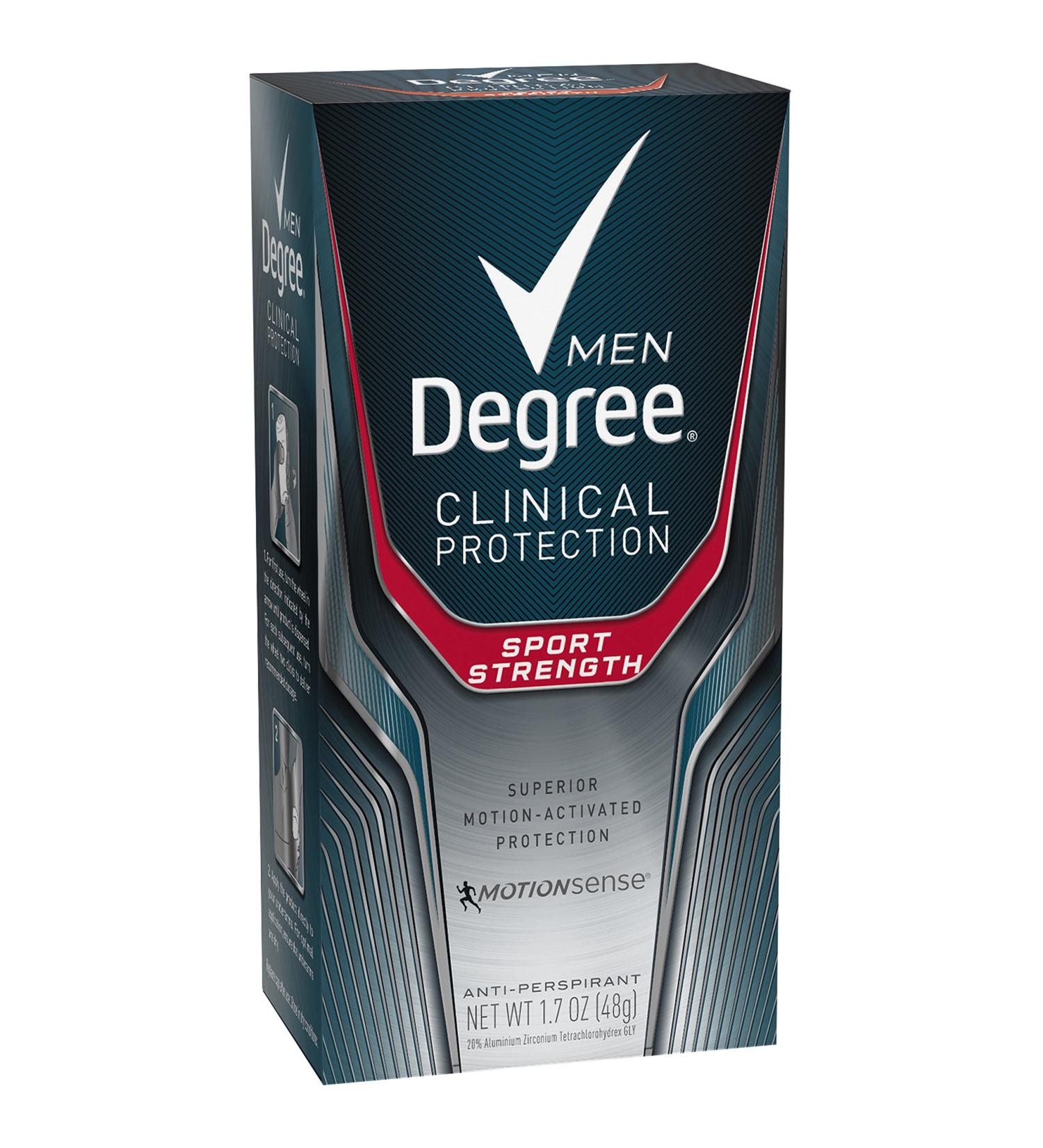 Degree Men Clinical Antiperspirant Sport Strength 1.7 oz - Long-lasting Odor & Sweat Protection - Buy Online on GoSupps.com