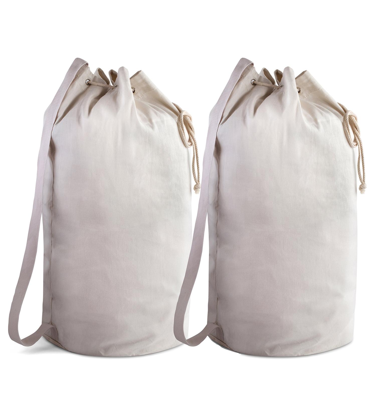 Canvas Duffel Bag with Drawstring & Leather Closure, Shoulder Strap (2-Pack) - Buy Online on GoSupps.com