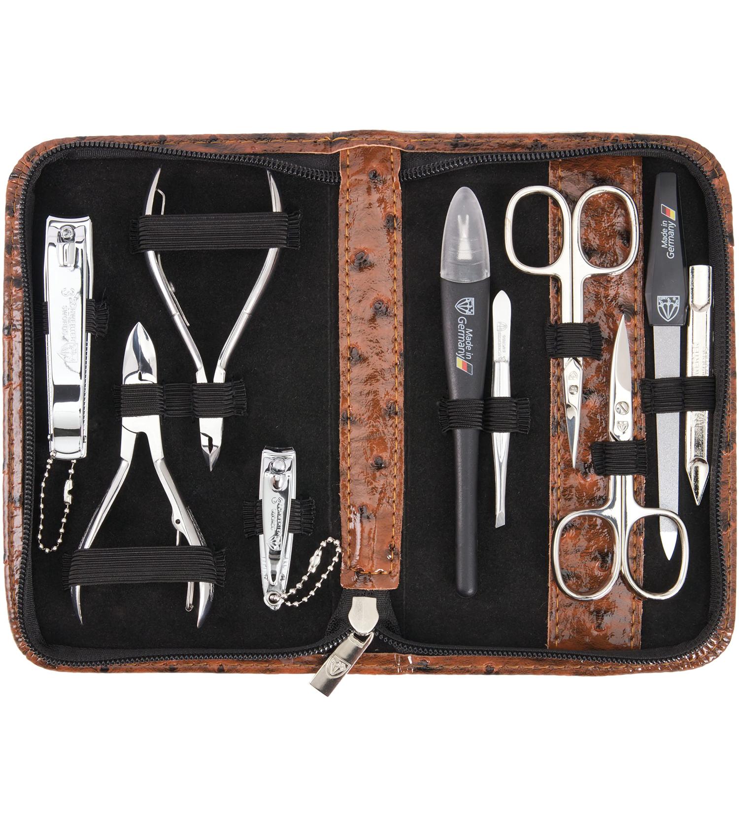 3 Swords Germany Manicure set pedicure kit Cognac - Ostrich Imitation - Buy Online on GoSupps.com