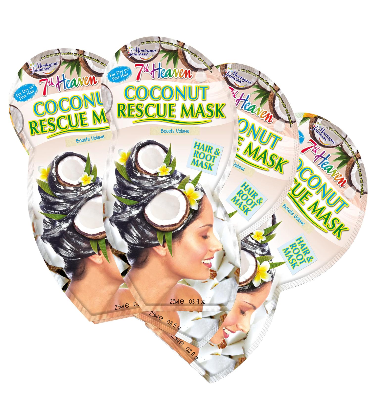 7th Heaven Coconut Hair and Root Rescue Mask - Strengthening Quinoa & Coconut Oil 4-Pack | Volumizing Hair Treatment - Buy Online on GoSupps.com