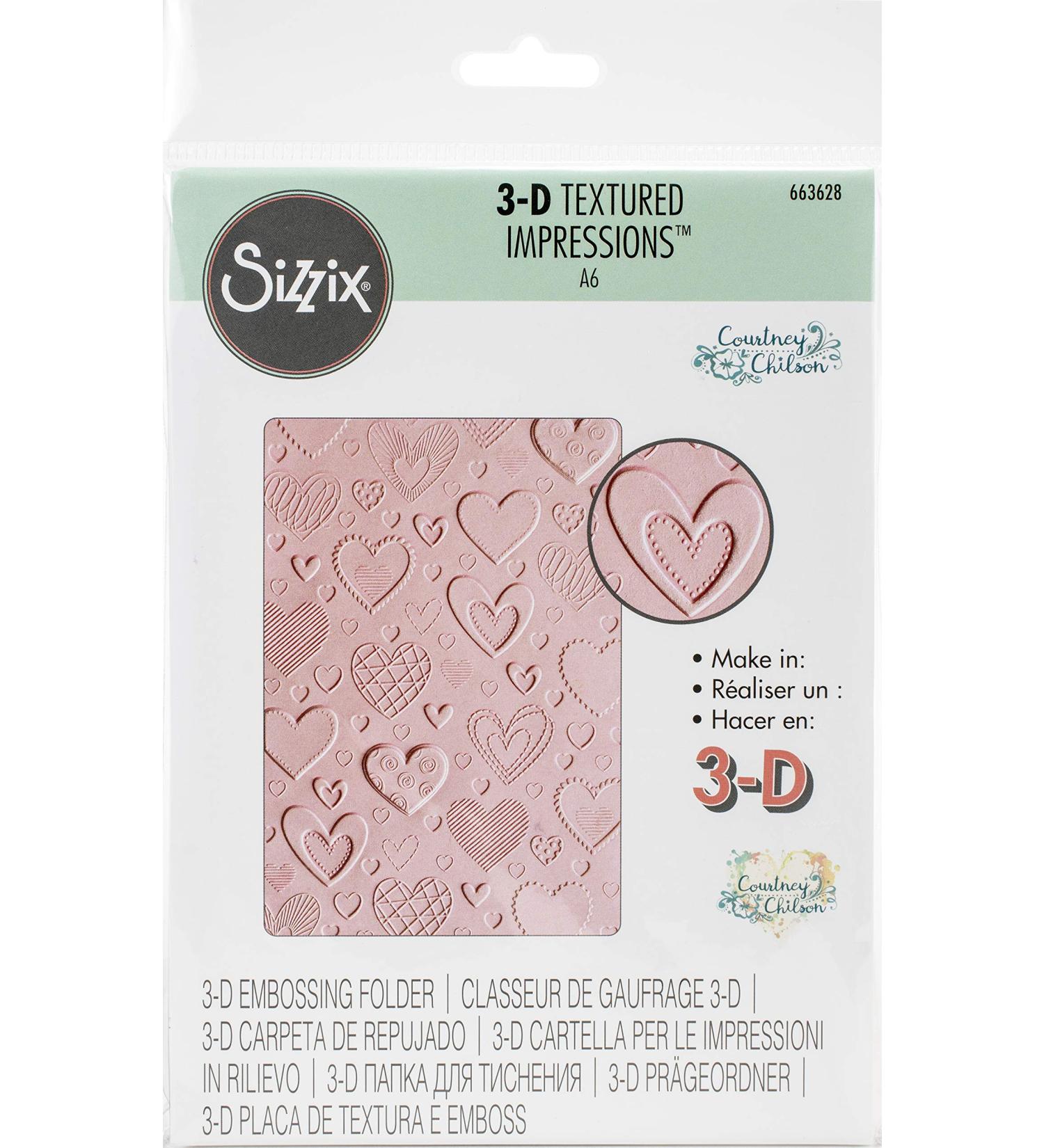 Sizzix Multicolor Hearts 3-D Textured Impressions Embossing Folder - Buy Online on GoSupps.com