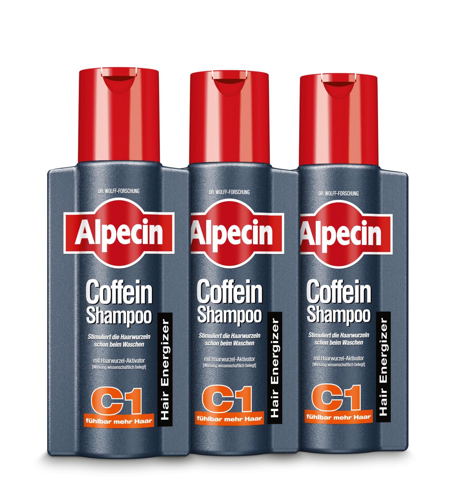 Alpecin Caffeine Shampoo C1 - 3 x 250ml | Combat Hair Loss | Strengthen Roots & Promote Growth | Men's Hair Care - Made in Germany - Buy Online on GoSupps.com