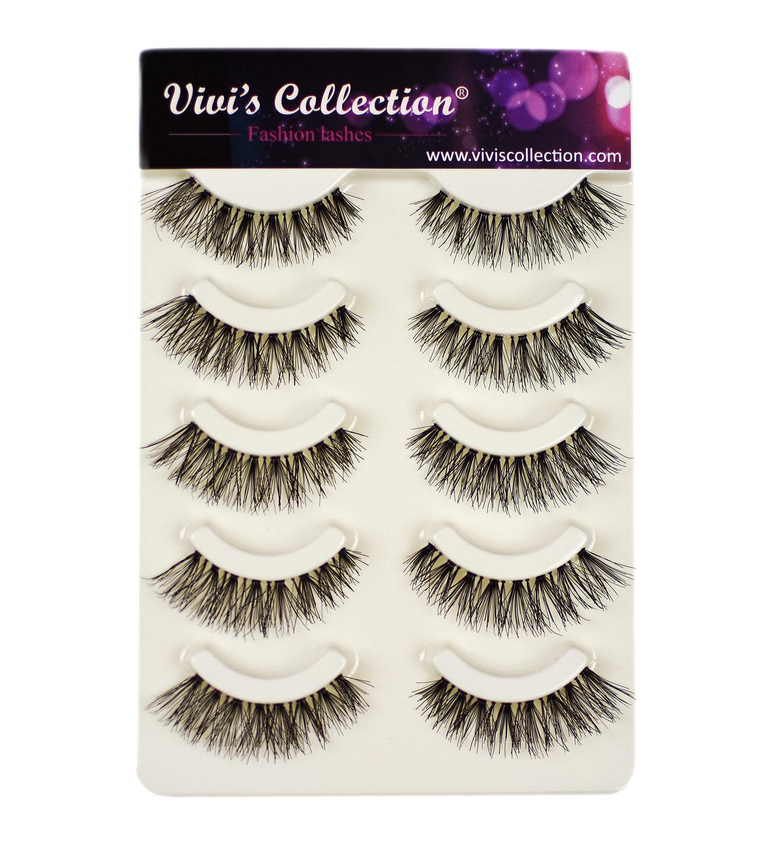 False Eyelashes 5 Pairs Reusable Lashes Handmade Natural Thick Fake Eyelashes Soft - V110