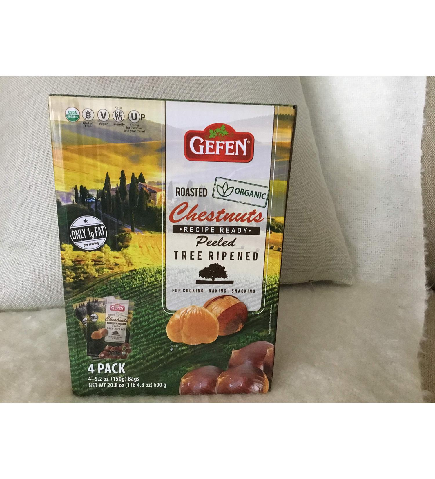 Organic Roasted Chestnuts 20.8 oz (4 x 5.2 oz Bags) Premium Quality - Buy Online on GoSupps.com