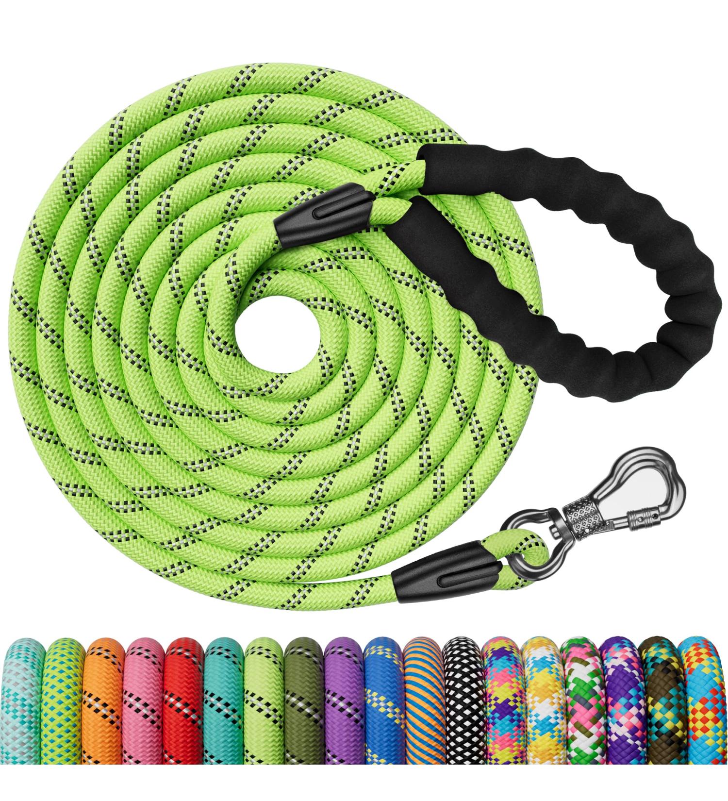 X Xben 20m Dog Tow Line - Thick Leash with Padded Handle & Lockable Carabiner for Small & Medium Dogs - Ideal Training Line in Apple Green - Buy Online on GoSupps.com