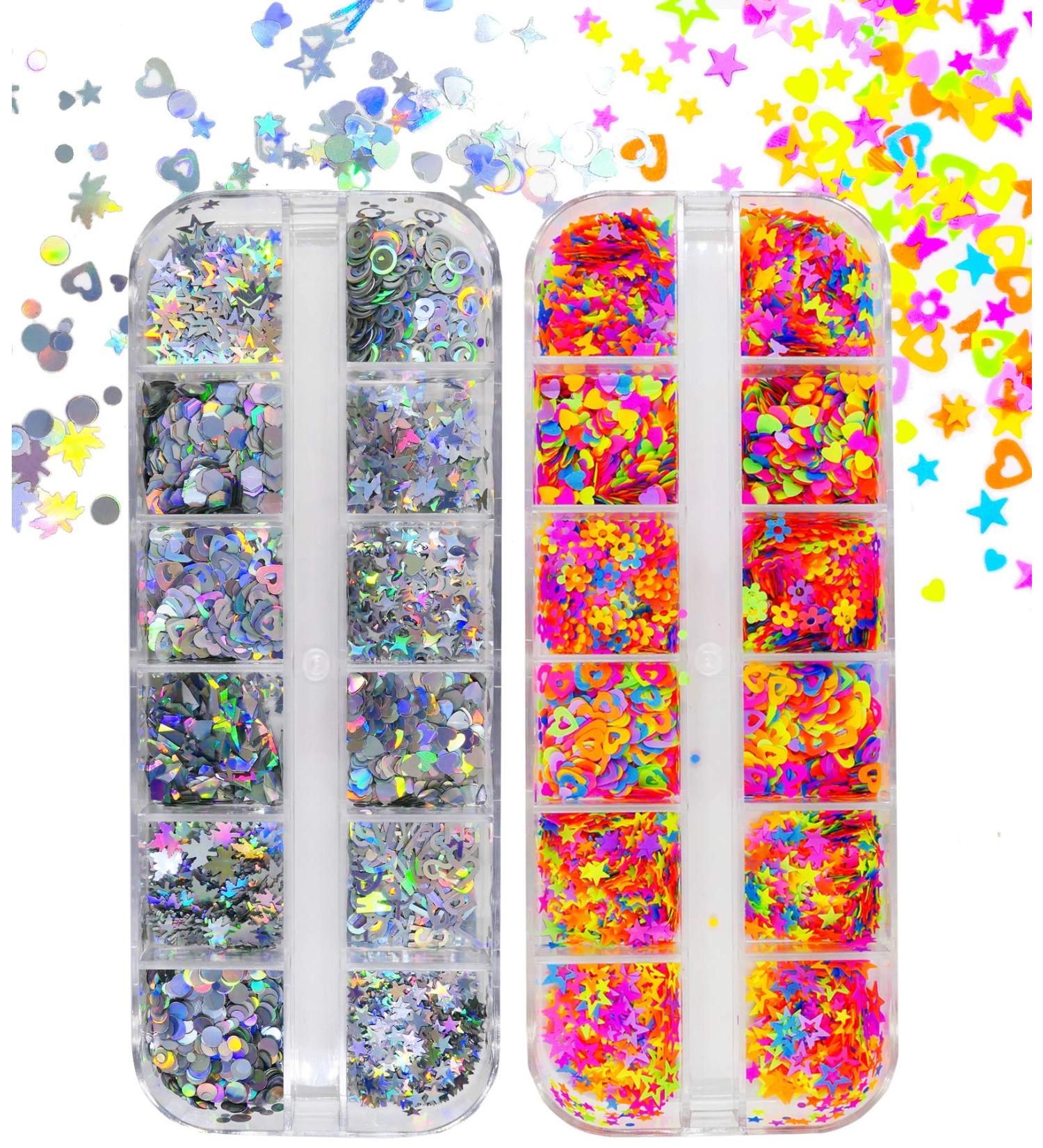 Bellelfin Chunky Nail Glitter | Holographic Mixed Shapes for Nail Art & Resin Projects - Buy Online on GoSupps.com