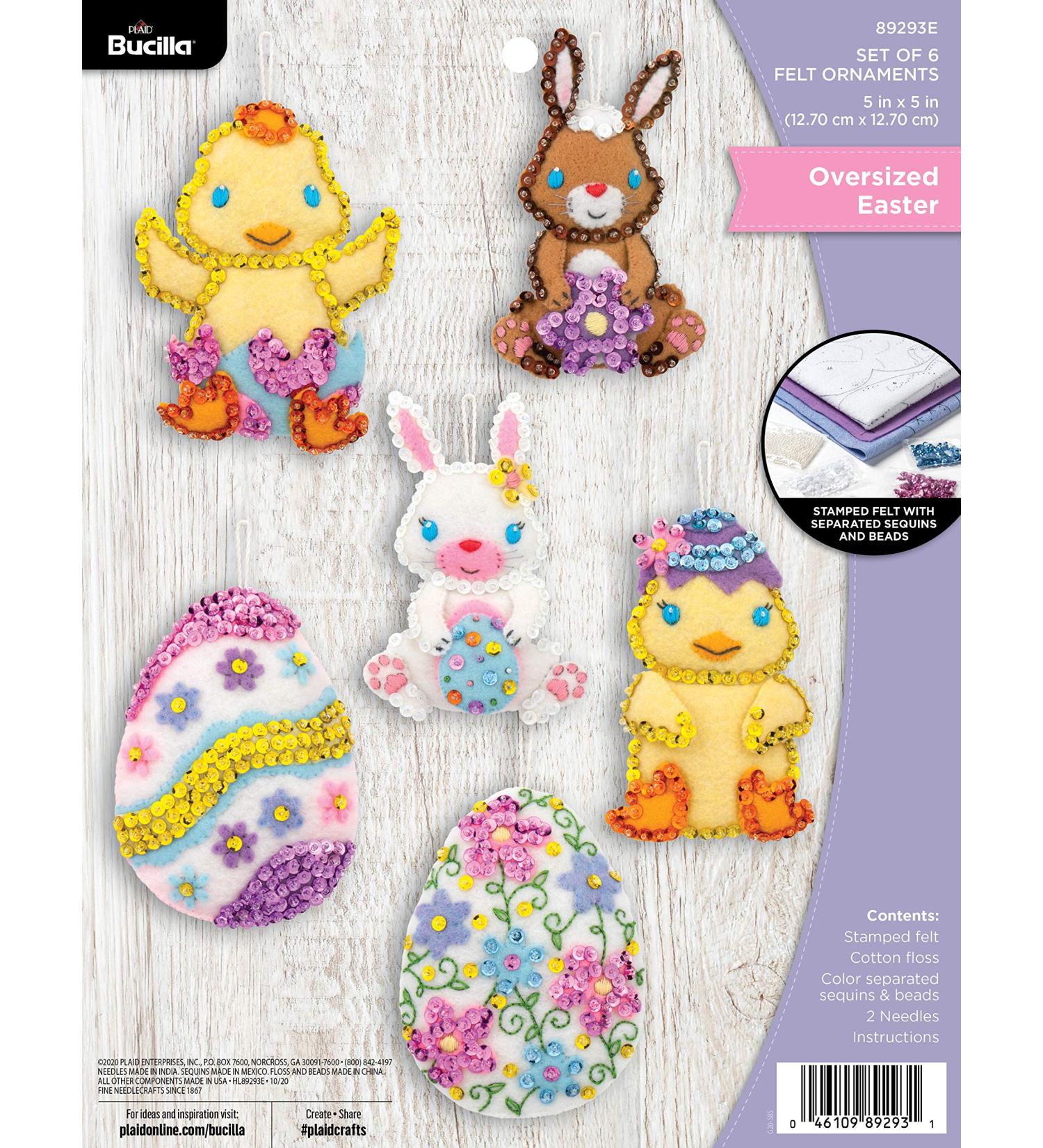 Bucilla Egg  Felt Applique Ornament Kit  Oversized Easter  Set of 6  Easter Egg (89293E) - Buy Online on GoSupps.com