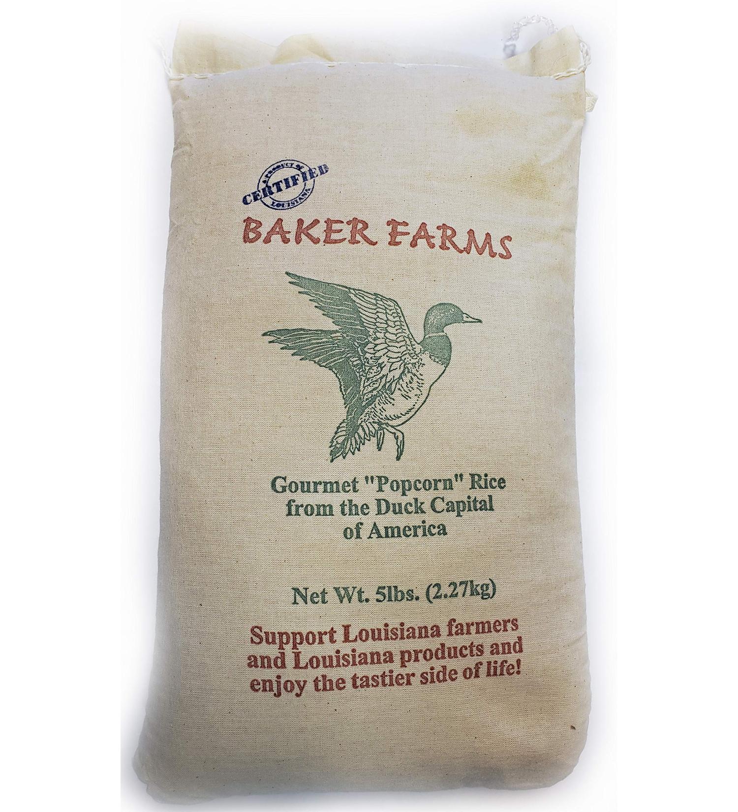 Baker Farms, Gourmet Louisiana Popcorn Rice, 5 lb Sack