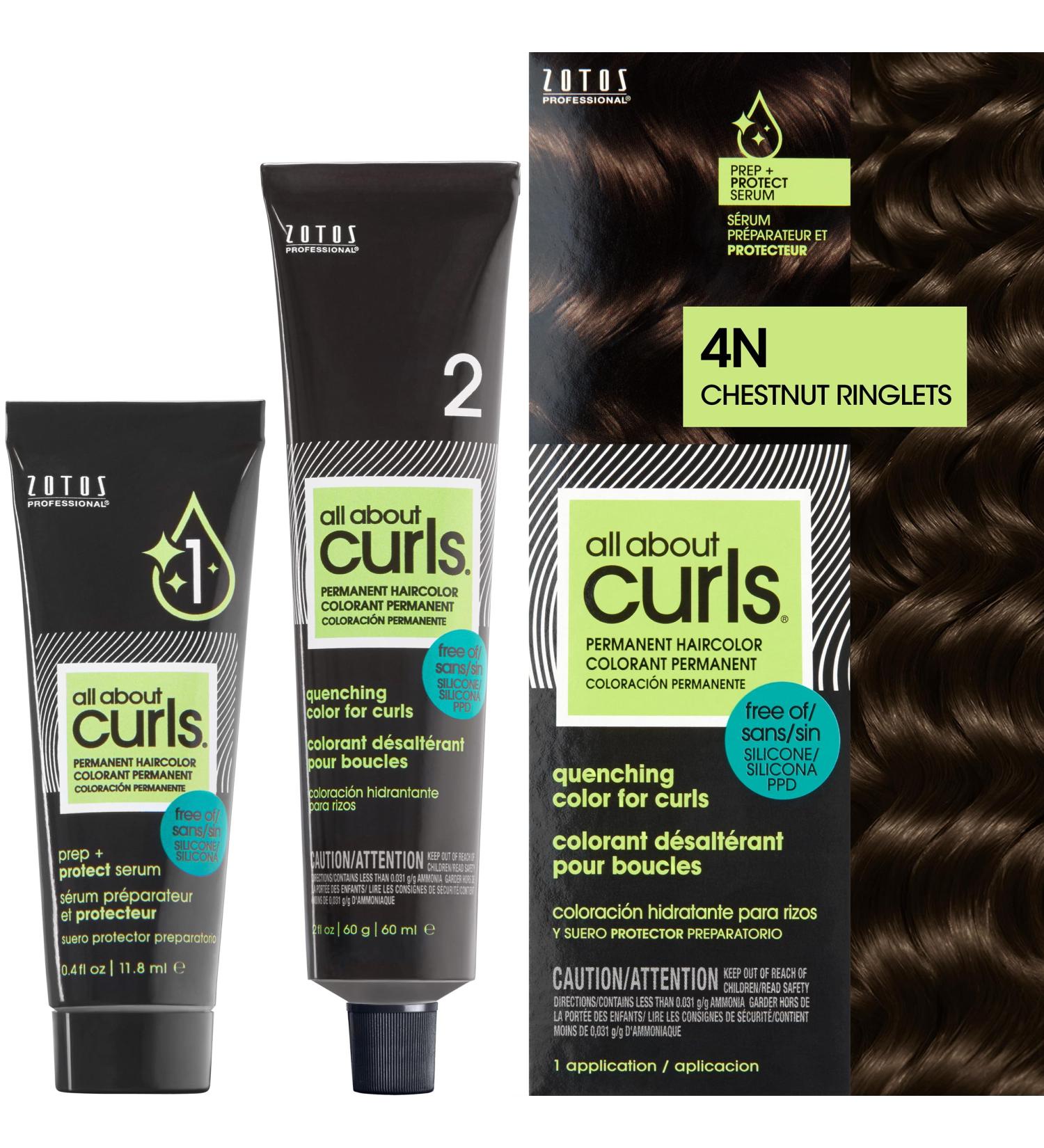 All About Curls 4N - Light Brown Hair Color Dye with Protect Serum for Curly Hair | 100% Grey Coverage Nourished & Radiant Chestnut Ringlets - Buy Online on GoSupps.com
