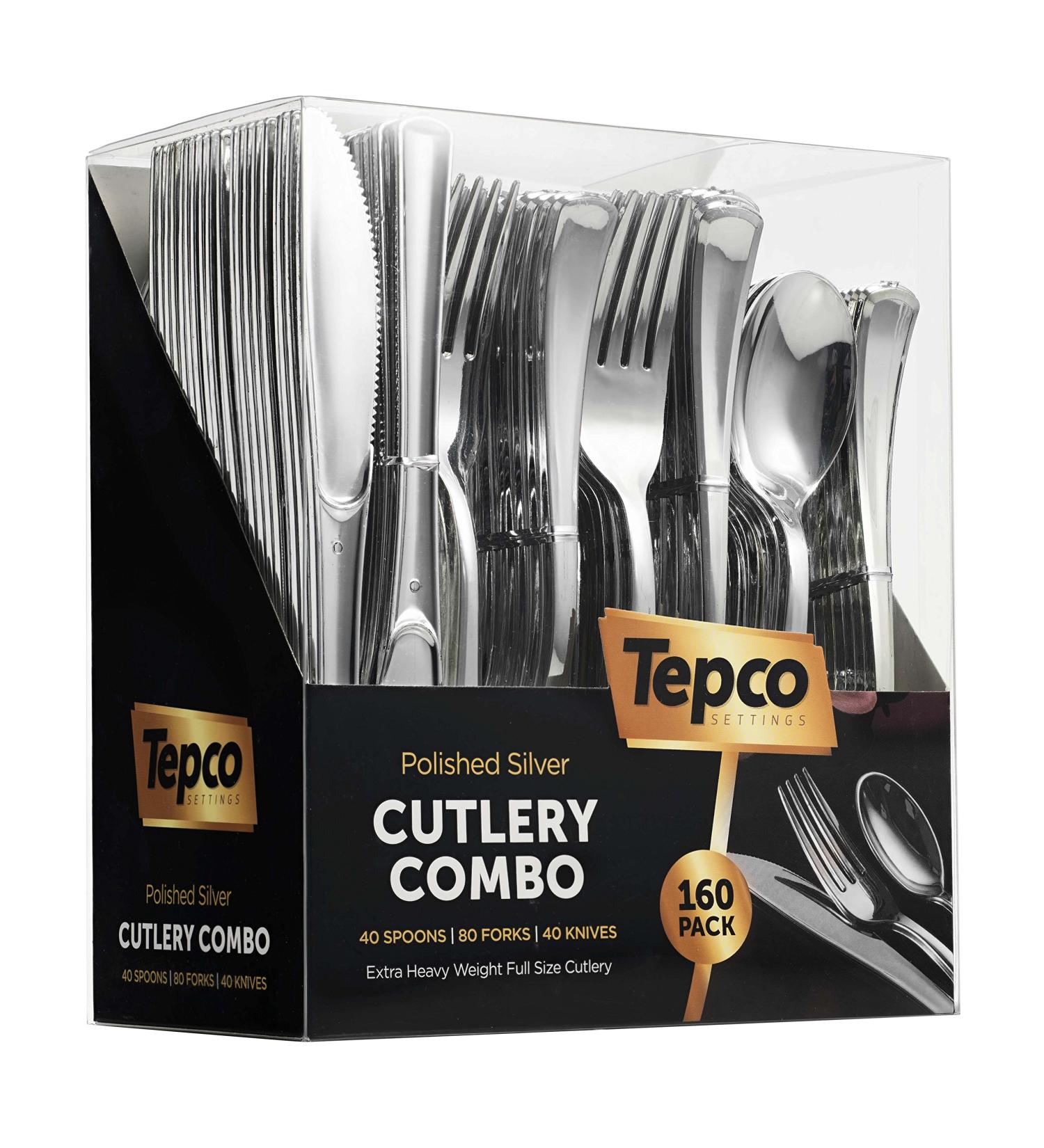 Plastic Silverware Set - Heavy Duty Cutlery Set - Bulk Combo Value Pack 160 Count - Tepco Settings - Buy Online on GoSupps.com