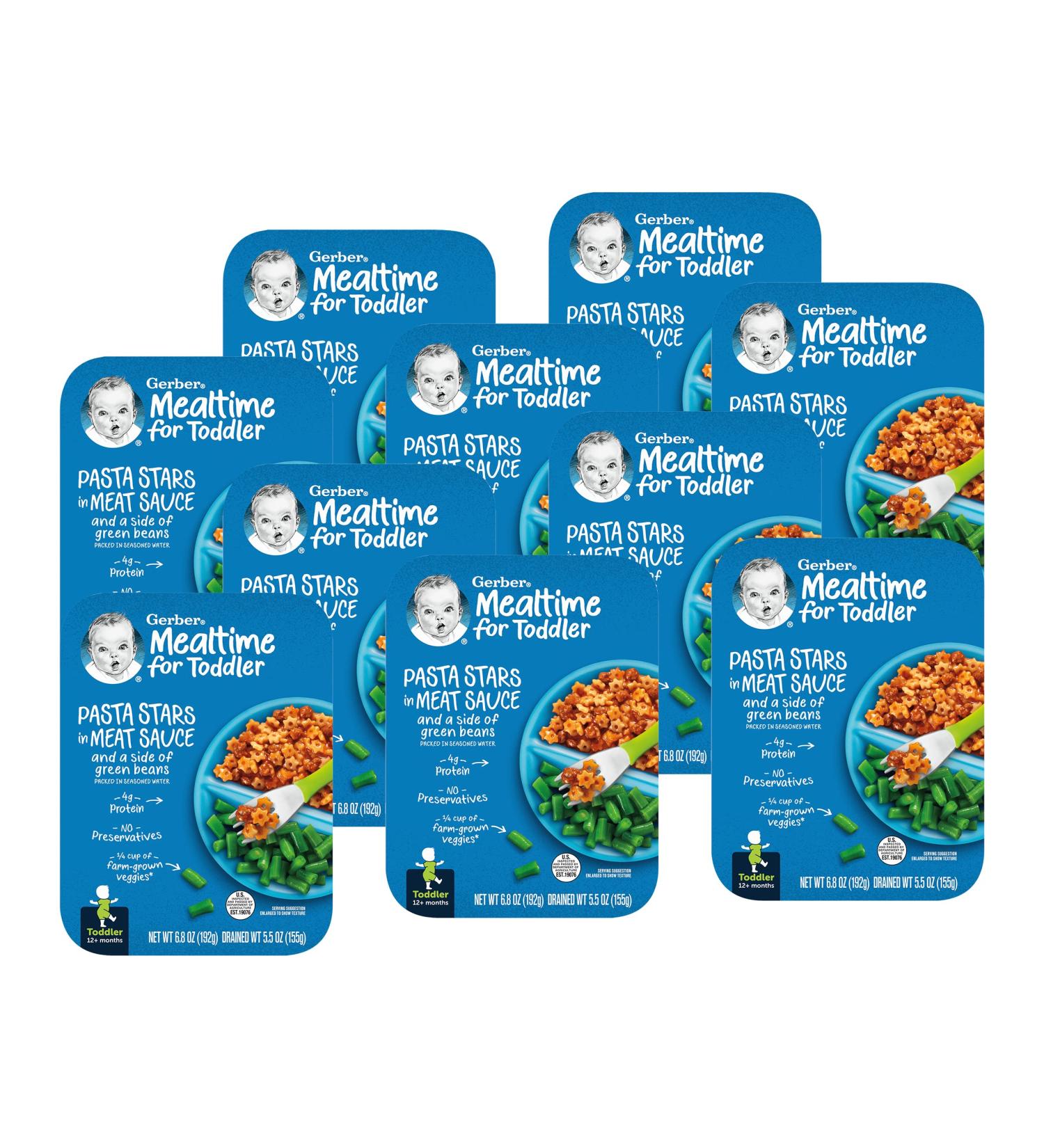 Gerber Pasta Stars in Meat Sauce & Green Beans - 12+ Months | 6.8 oz Baby Food - Buy Online on GoSupps.com