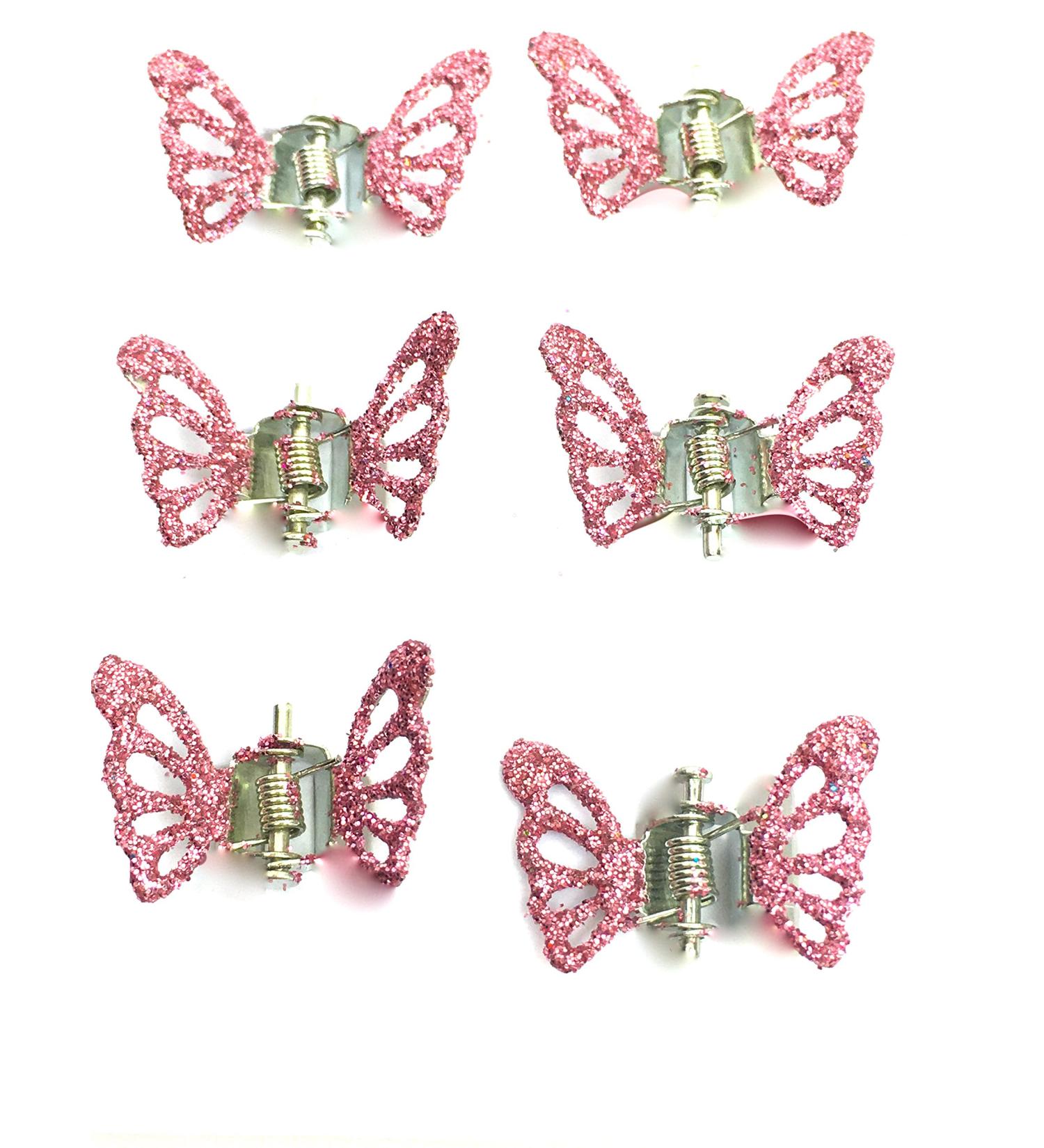 Pack of 6 Glittery Butterfly Hair Clips - Stylish Hair Accessories for All Hair Types - Buy Online on GoSupps.com