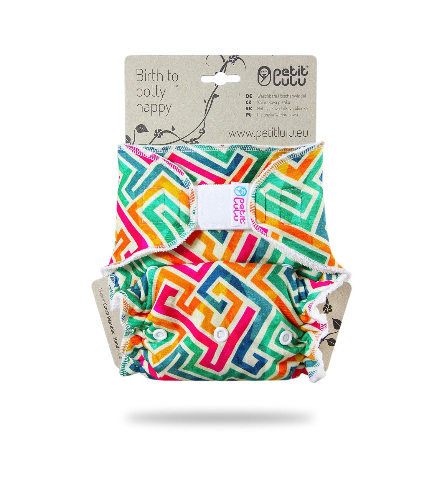 Petit Lulu Bamboo Fitted One Size Diaper | Reusable & Washable | Made in Europe - Labyrinth - Buy Online on GoSupps.com
