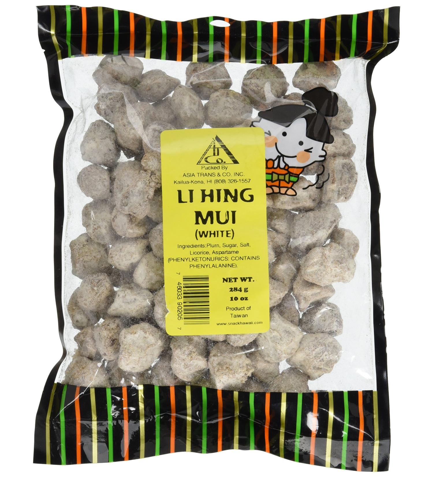 Asia Trans Seeded White Li Hing Mui Crack Seed Plums | Hawaiian Favorite | Salty, Sour, & Bitter Dried Asian Plum Candy
