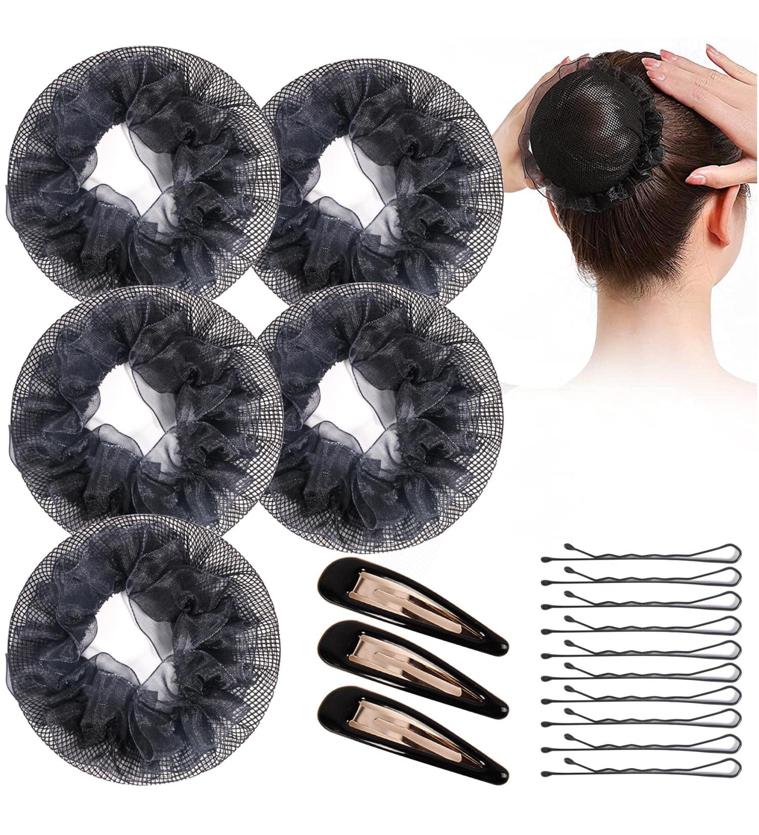 KKTOCHVC Women Bun Dancer Hair Net (5pcs) - Black Lace Elastic Band Bun Cover - Buy Online on GoSupps.com