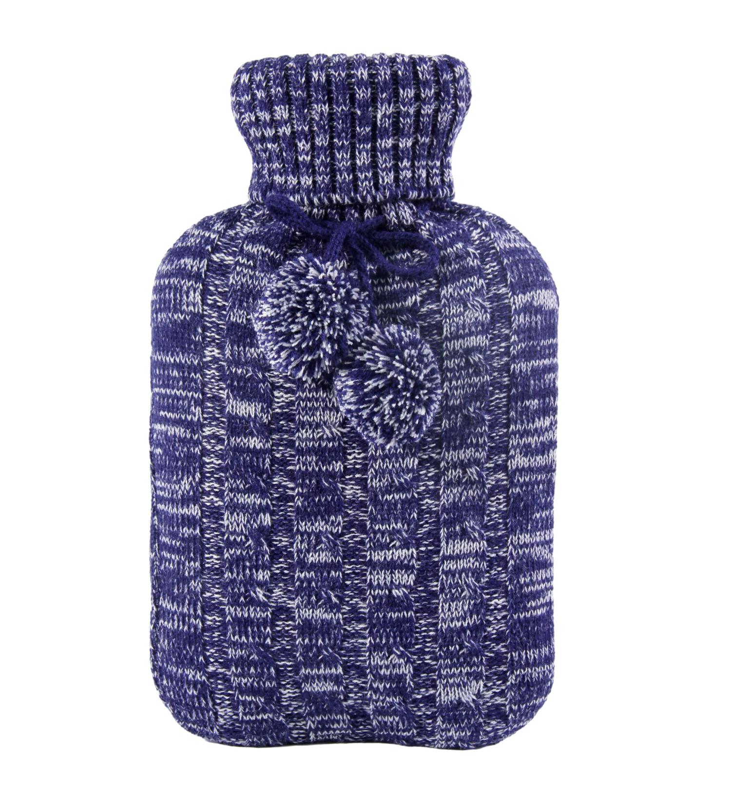 2L Samply Hot Water Bottle with Knitted Cover for Hot/Cold Therapy - Blue - Buy Online on GoSupps.com