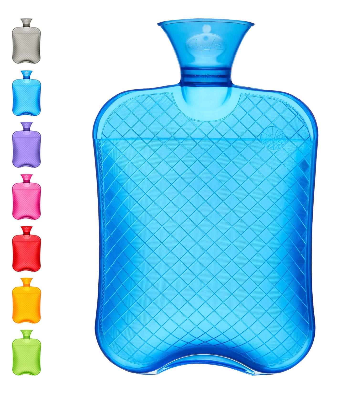 Qomfor 1.8L Hot Water Bottle | Premium Pain Relief for Back Period & Neck | No Cover | Perfect Gift for Women - Blue - Buy Online on GoSupps.com