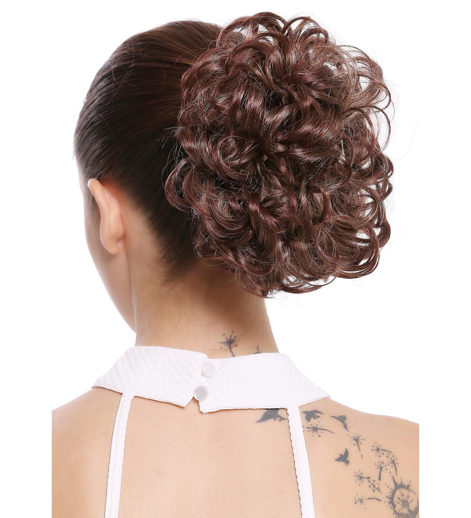 WIG ME UP Q0147-25T33: Short Voluminous Braid Curls Hairpiece Bun with Butterfly Clip | Blonde Brown Mix - International Shipping Available - Buy Online on GoSupps.com
