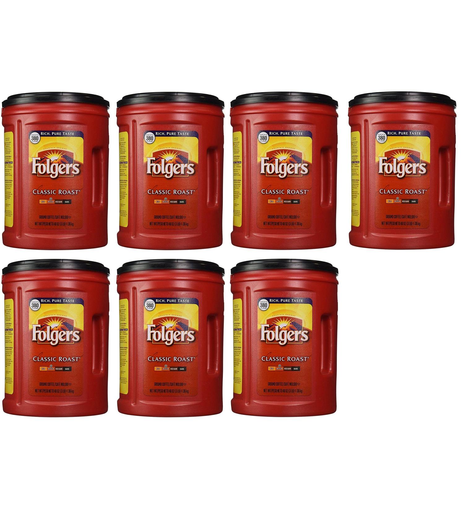 Folgers Coffee Classic(Medium) ahLWFr Roast 48 Ounce 7 Pack