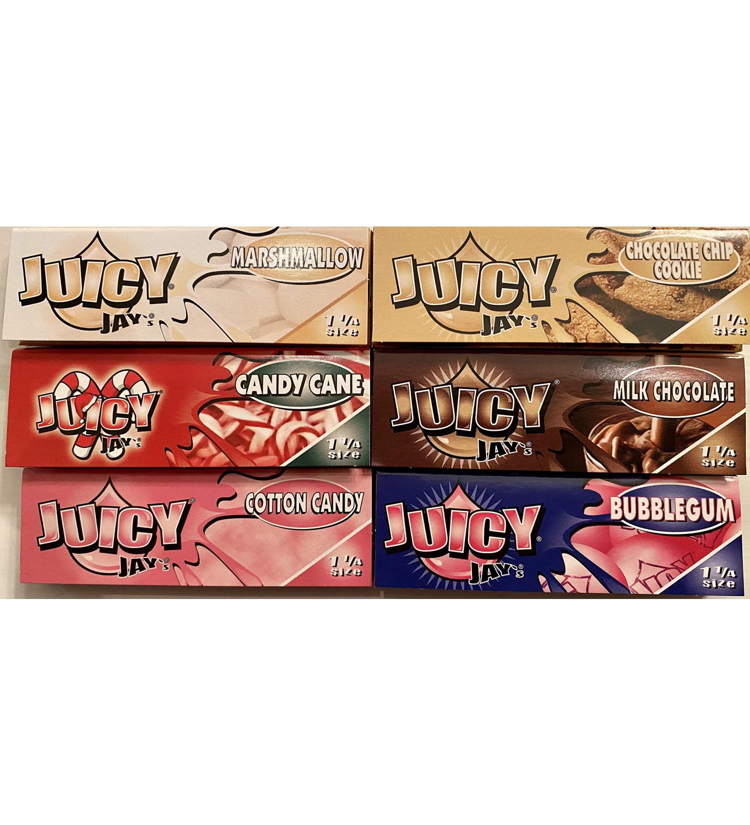 Juicy Jay's Rolling Paper 6 pack Candy Cane Cookie Dough Milk Chocolate Bubble Gum Marshmallow Cotton Candy