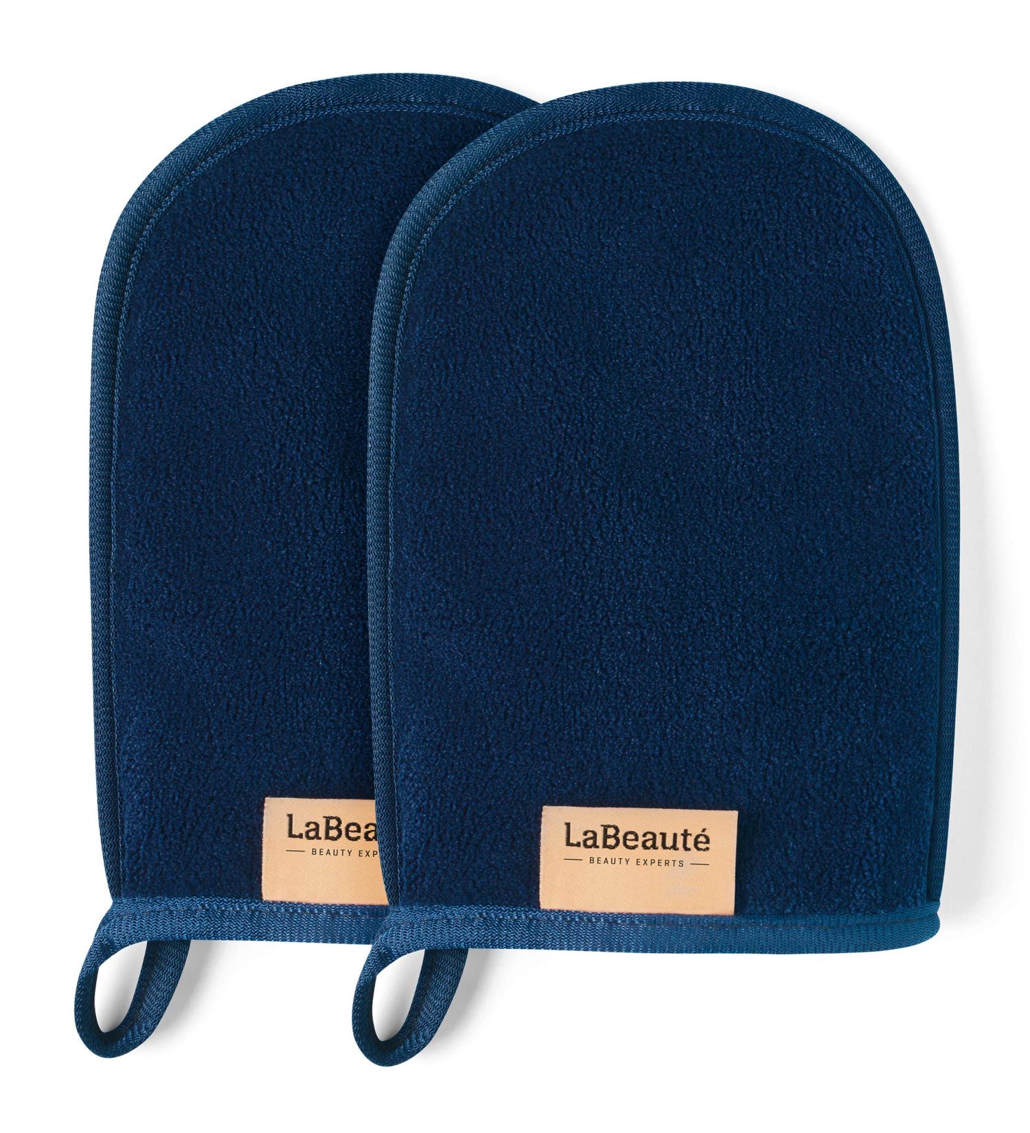 LaBeaut Makeup Remover Glove (2 pieces) Facial Cleaning Cloth Spa Microfiber Wash Mitt Washable and Reusable (20x13 cm navy-blue) - Buy Online on GoSupps.com