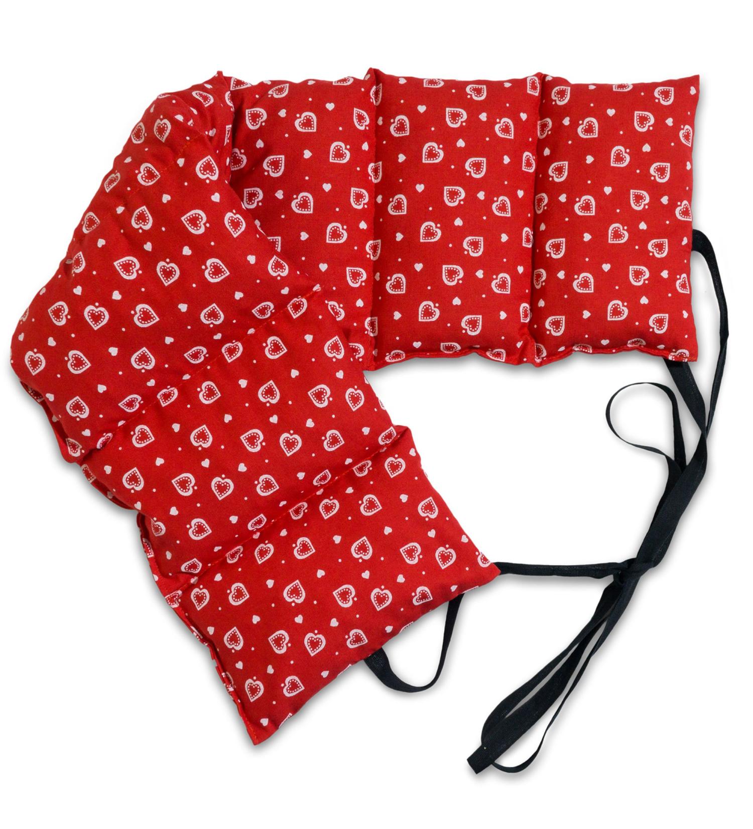 Cherry Stone Pillow 7-Chamber Heat Pillow with Ribbon - Grain Pillow 65x15cm Red Hearts - Ideal for Relaxation & Comfort - Buy Online on GoSupps.com