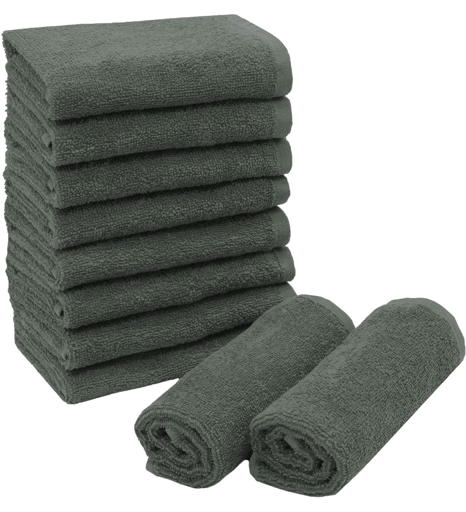 Zollner 10 Set Seif Towels 30x30 cm | Soft Super Absorbent Dark Gray Washcloths | Hotel Quality Cotton | Washable up to 60 C - Buy Online on GoSupps.com