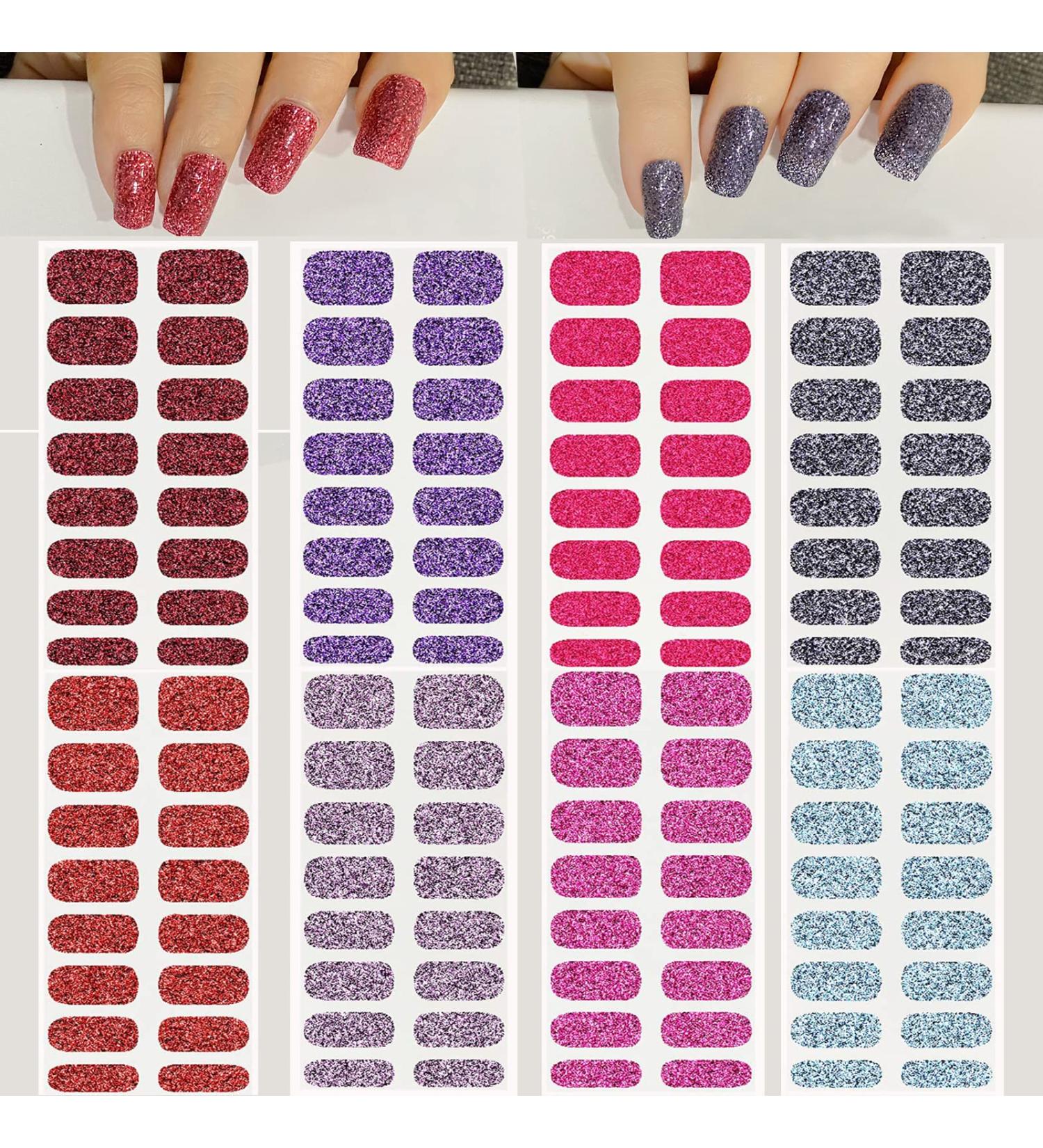 8 Sheets 128 Pieces Full Cover Nail Art Stickers - Self-Adhesive Solid Color Strips for Women | Real Nail Polish Decal Strips - International Shipping Available - Buy Online on GoSupps.com