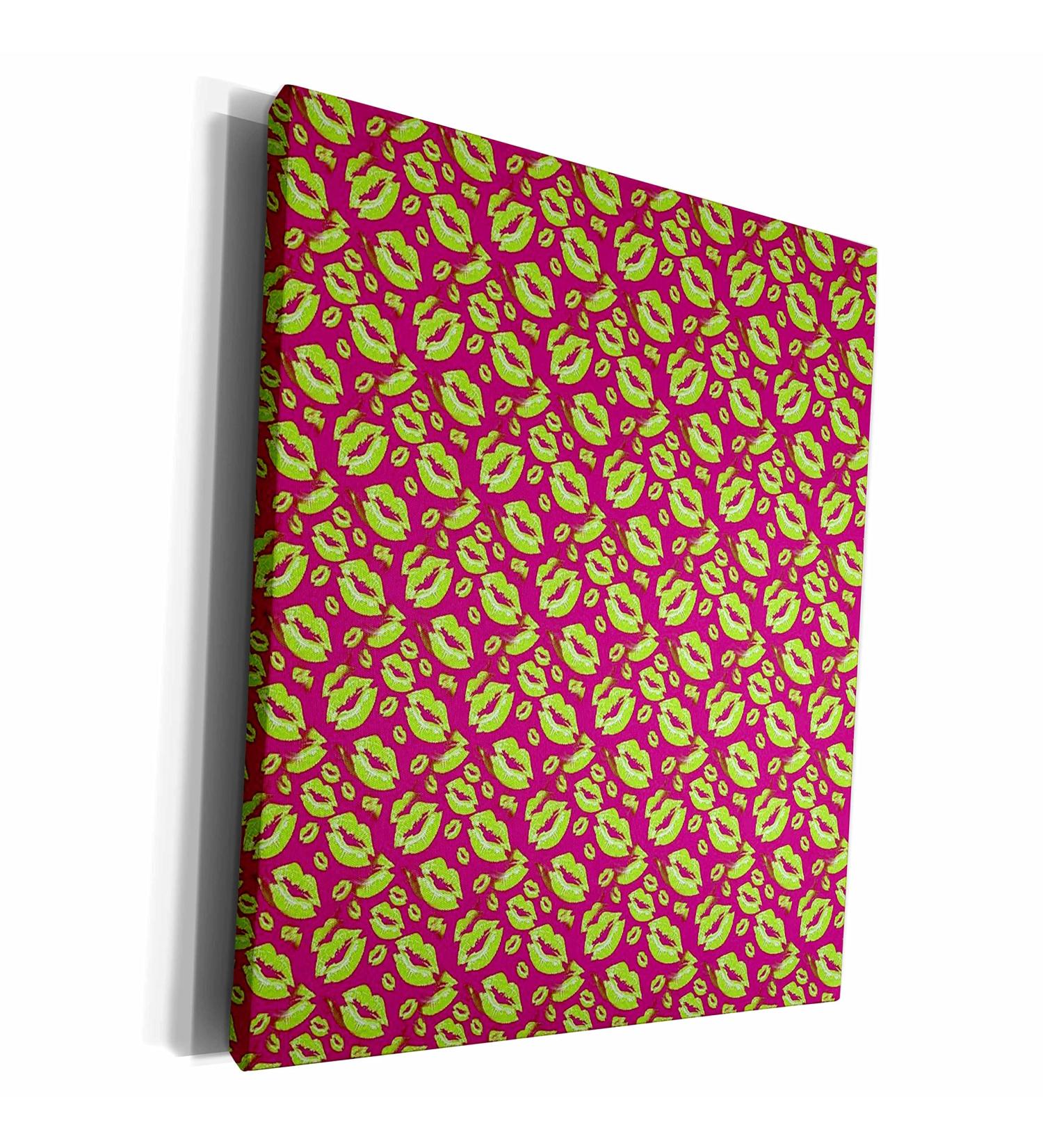 Shop 3dRose Museum Grade Canvas Wrap - Two Kisses Collided Lip Smacking Lime Color - Unique Lipstick Kisses Art for International Shipping - Buy Online on GoSupps.com