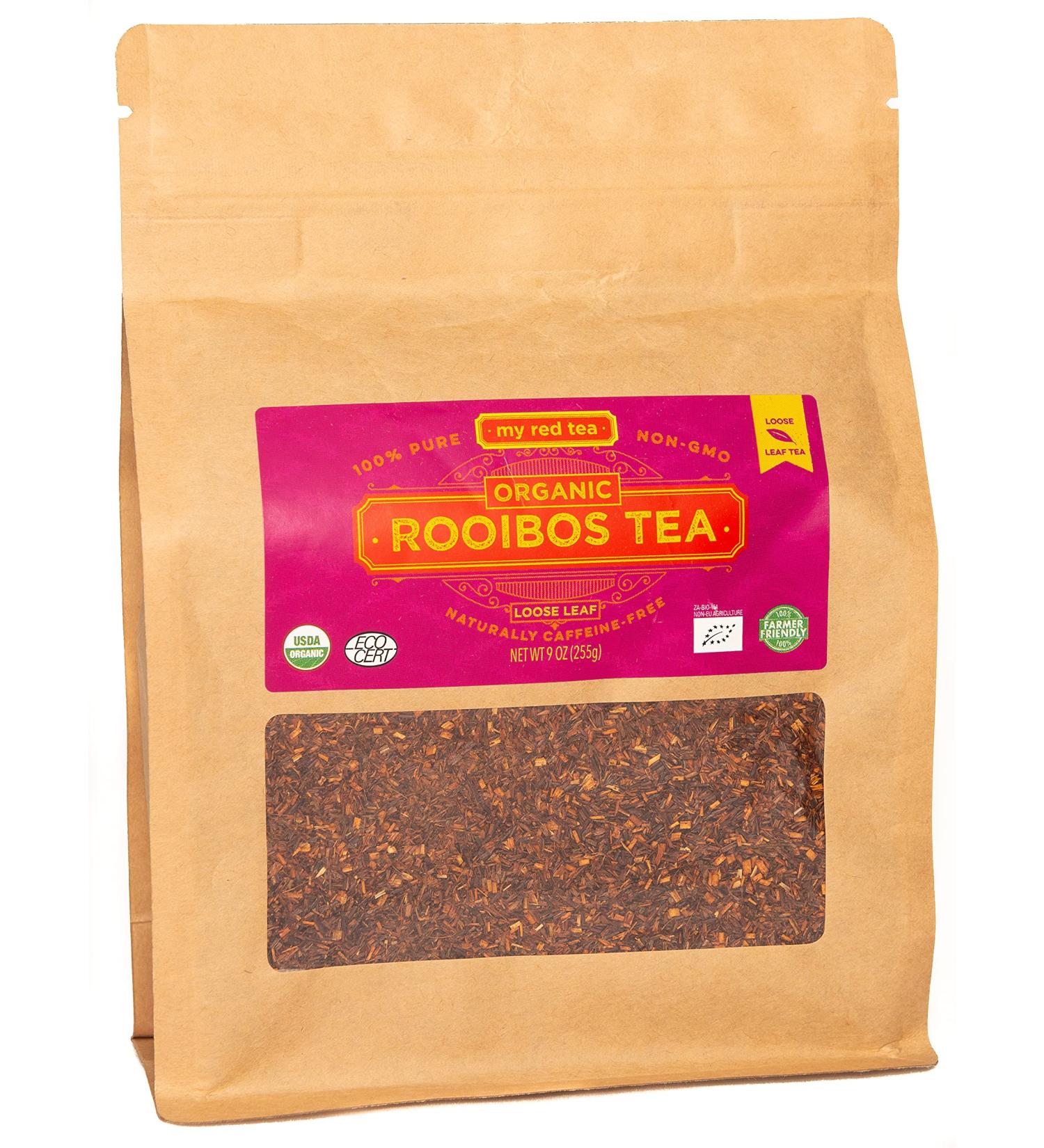 MY RED TEA Rooibos Tea 9oz - USDA Certified Organic, Tagless South African, 100% Pure, Single Origin, Natural, Farmer Friendly, GMO and Caffeine Free - Buy Online on GoSupps.com