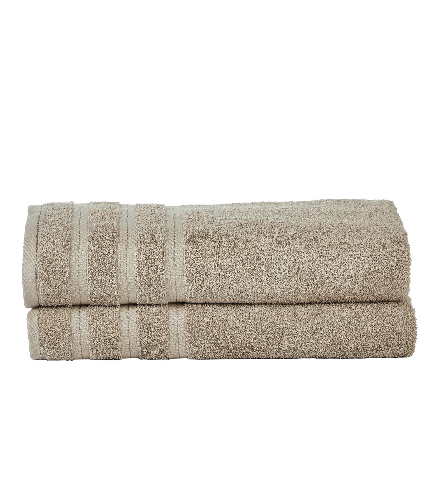 Luxurious 100% Pure Cotton 2 Piece Bath Sheet Set - 35 x 68 in Taupe - Buy Online on GoSupps.com