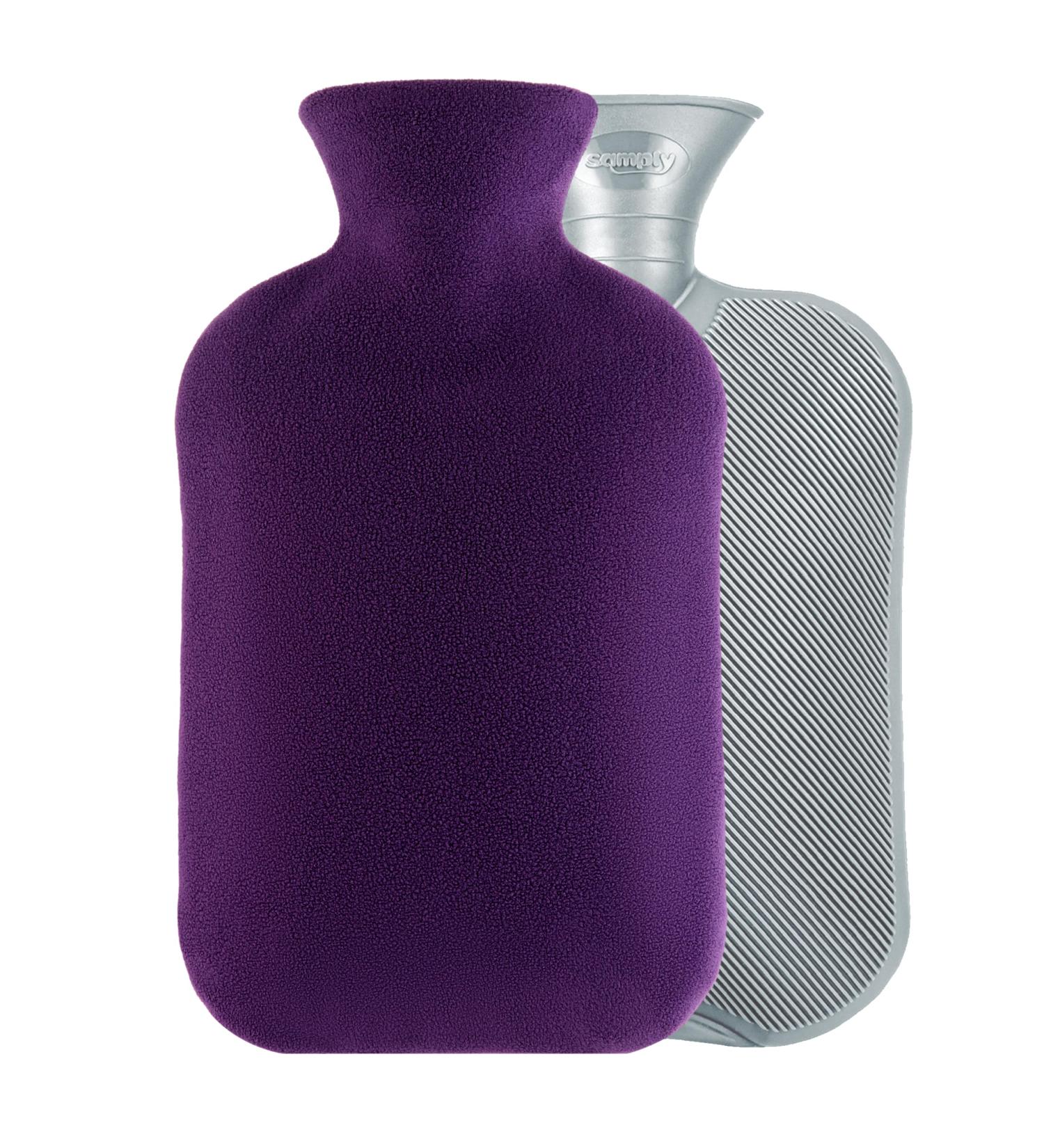 Samply 2L Hot Water Bottle with Soft Cover - Neck & Shoulder Pain Relief - Hot/Cold Therapy for Hand & Feet - Purple/Dark Purple - Buy Online on GoSupps.com