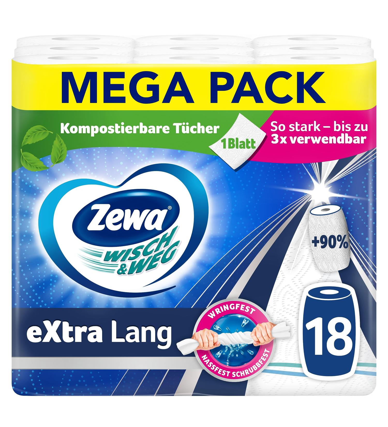 Zewa Wisch&Weg Extra Long Original Mega Pack - 9 Packs | Premium Quality International Shipping - Buy Online on GoSupps.com